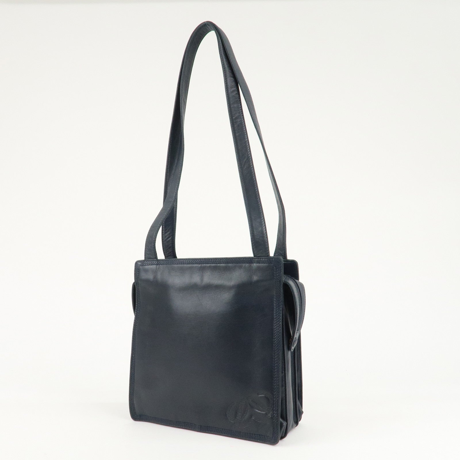 LOEWE Anagram Leather Shoulder Bag Navy Used
