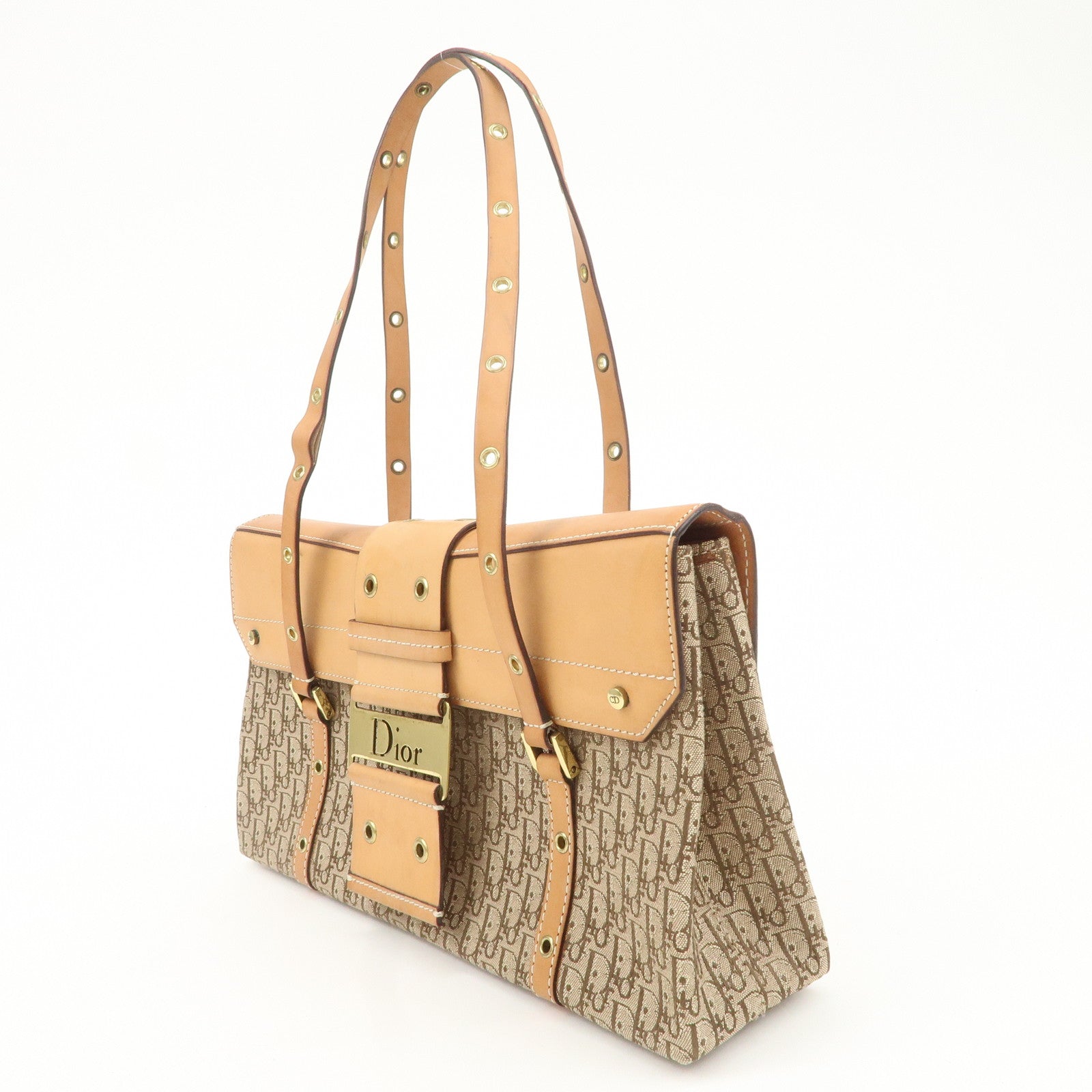 Christian Dior Trotter Street Chic Canvas Leather Shoulder Bag Used