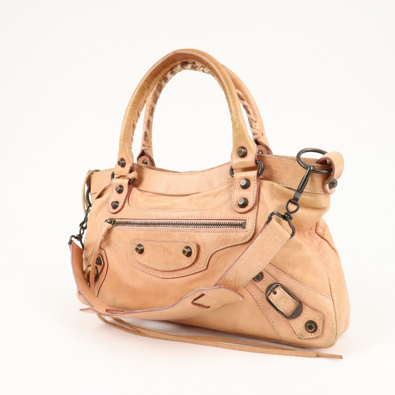 BALENCIAGA The First Leather 2Way Bag Hand Bag Pink 103208 Used
