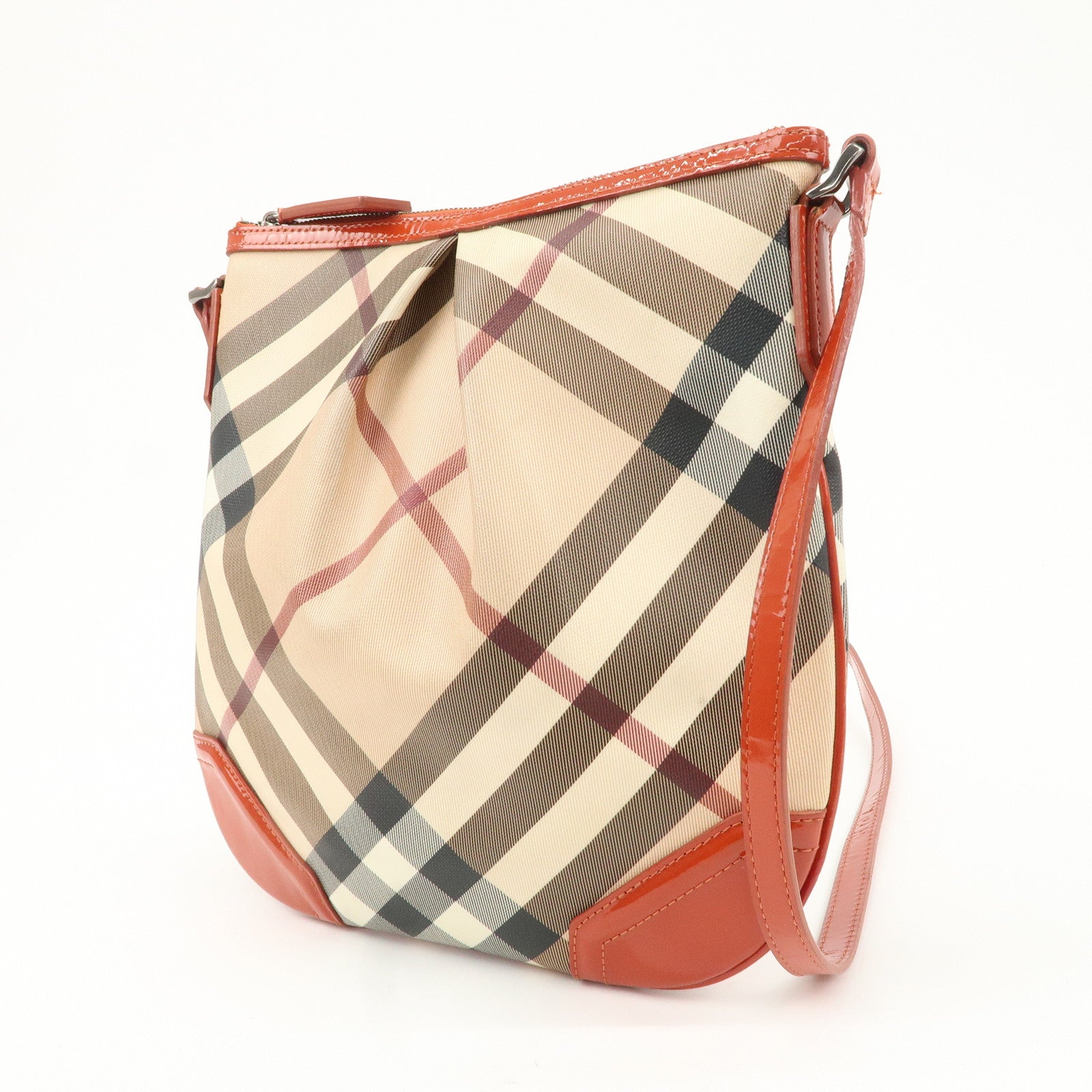 BURBERRY PVC Leather Shoulder Bag Crossbody Bag Beige Orange Used
