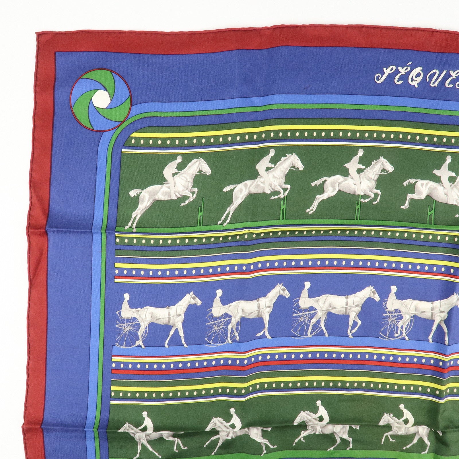 HERMES Carre 90 Silk 100% Scarf SEQUENCES Horse Print Used