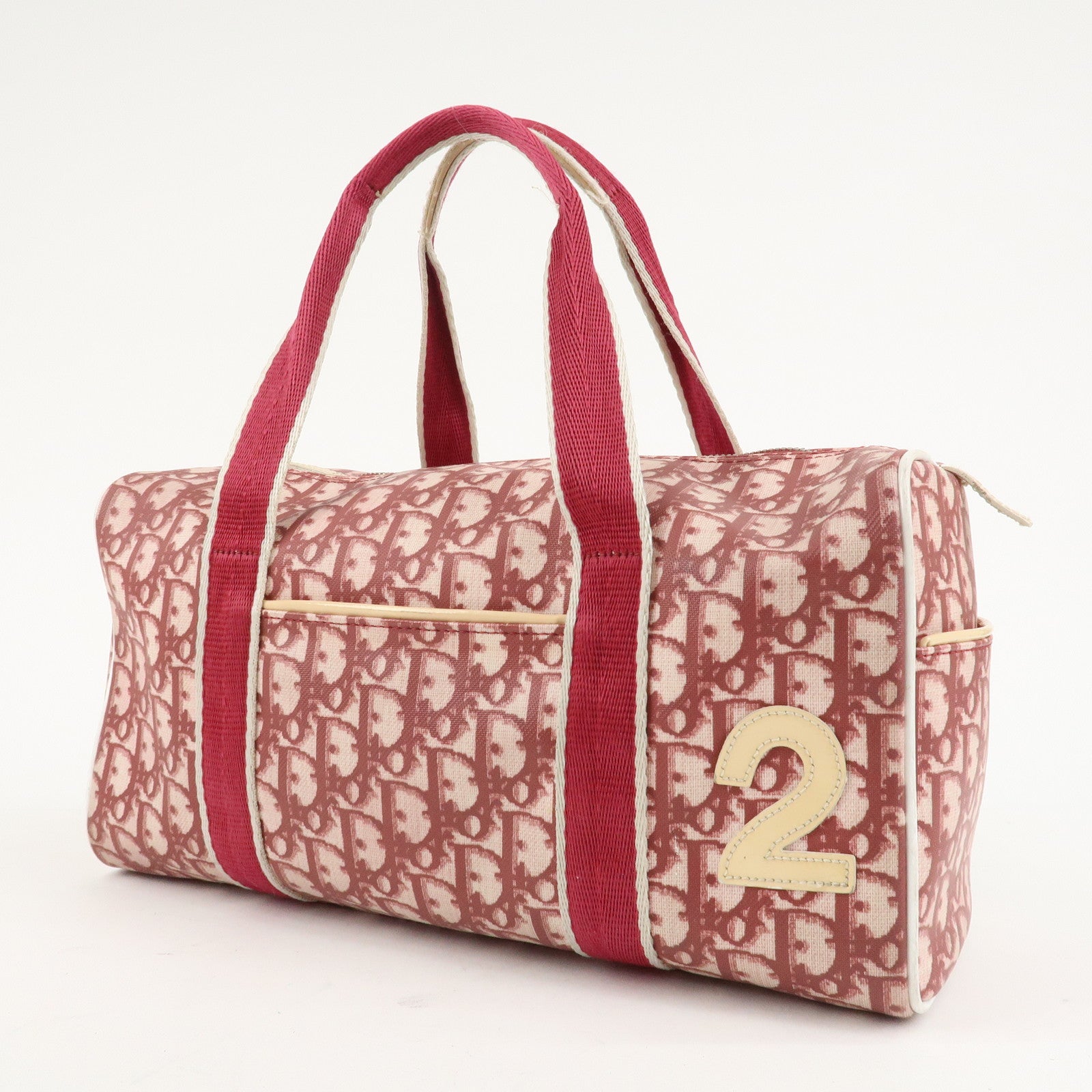 Christian Dior Trotter No.2 PVC Patent Leather Boston Bag Red Used