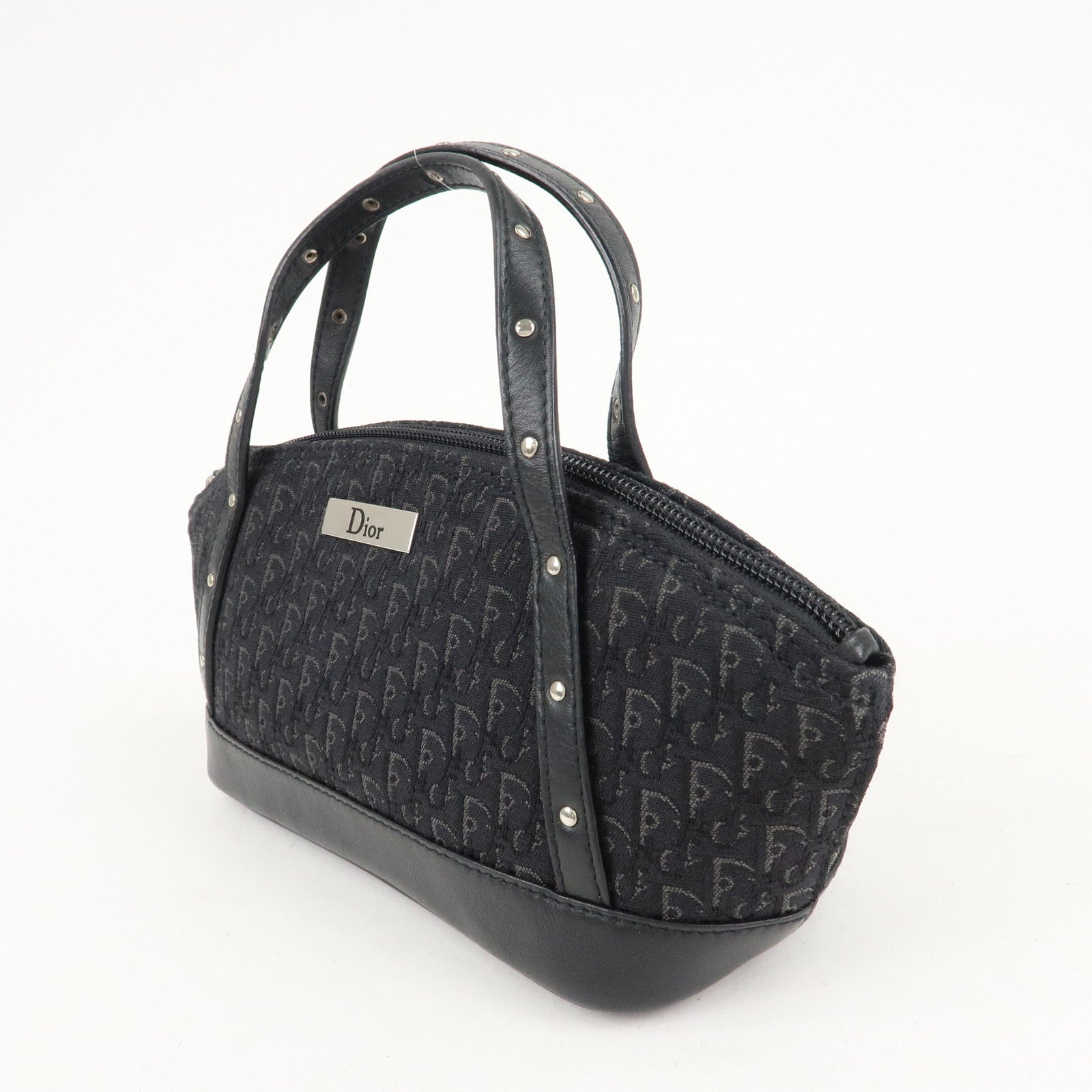 Christian Dior Trotter Canvas Leather Shoulder Bag Hand Bag Black Used