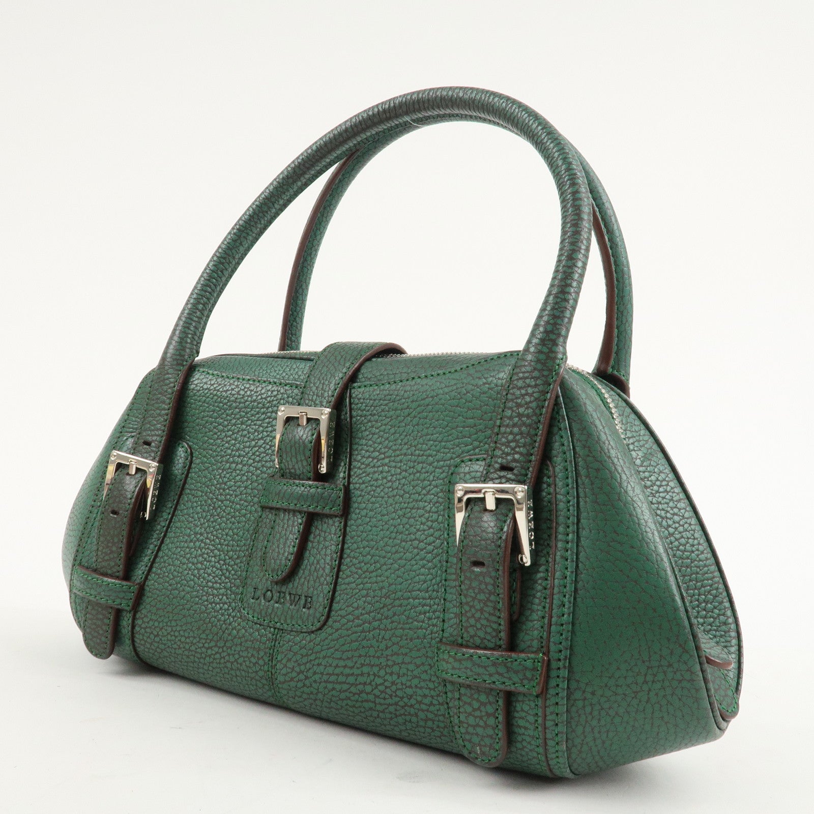 LOEWE Senda Leather Shoulder Bag Hand Bag Green Used