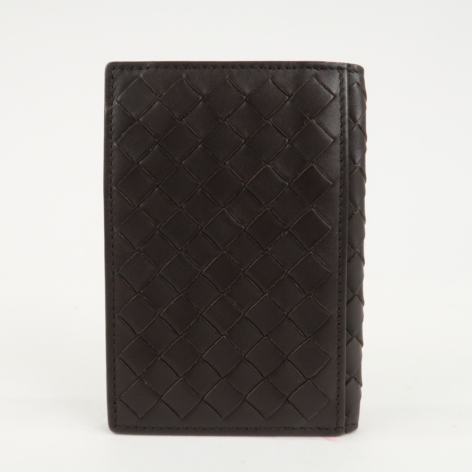 BOTTEGA VENETA Intrecciato Leather Card Case Brown 120701 V4651 Used