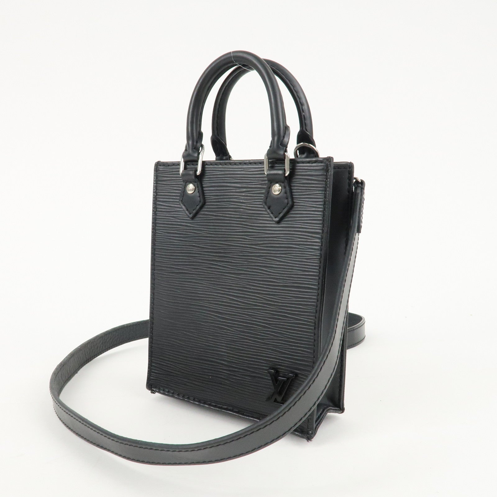 Louis Vuitton Epi Petit Sac Plat Hand Bag Noir Black M69441 Used
