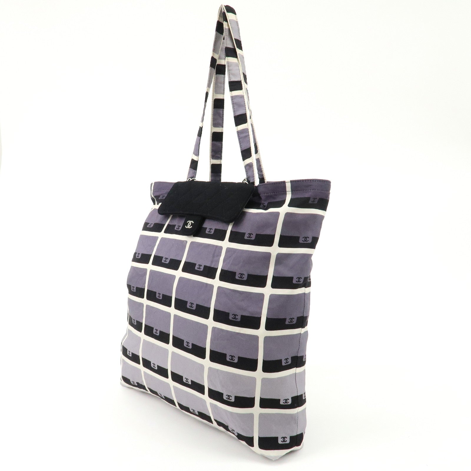 CHANEL Matelasse Cotton Jersey Lambskin Chain Shoulder Bag Eco Bag Used