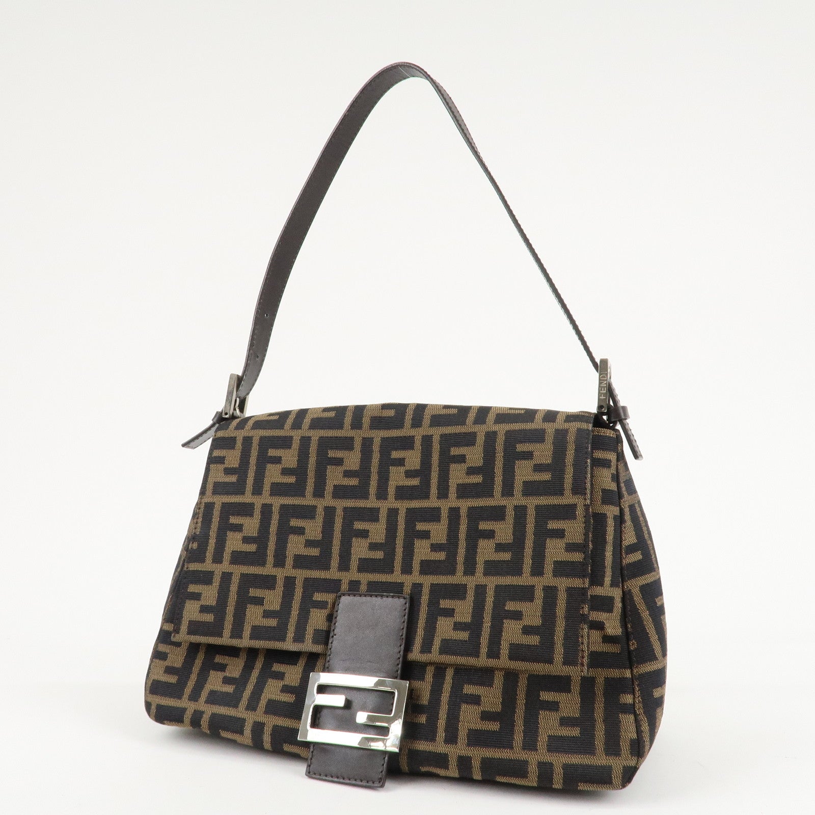 FENDI Mamma Baguette Zucca Canvas Leather Shoulder Bag 26325 Used
