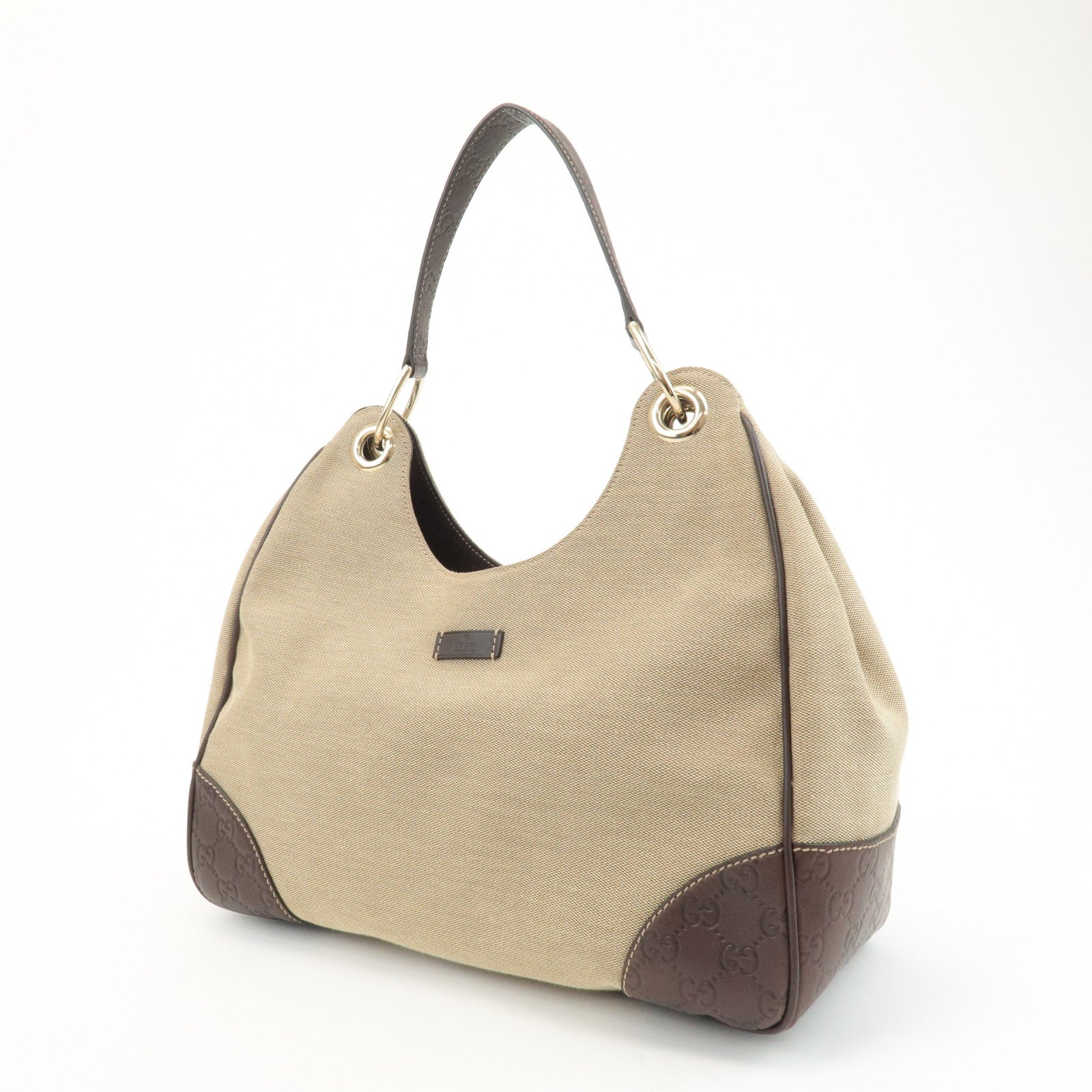 GUCCI Canvas Leather Shoulder Bag Beige Brown 257268 Used