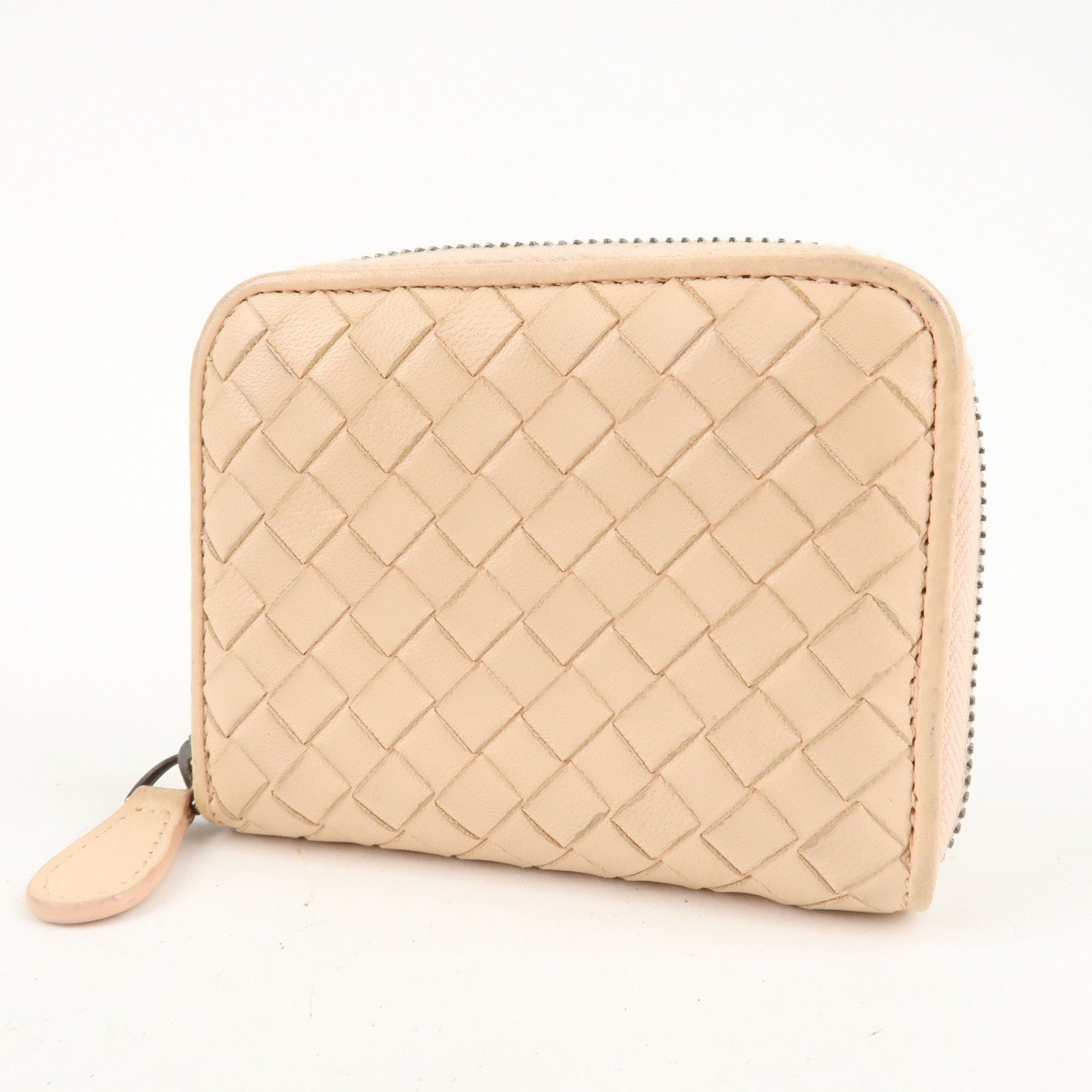 BOTTEGA VENETA Intrecciato Leather Round Zipper Coin Case Used