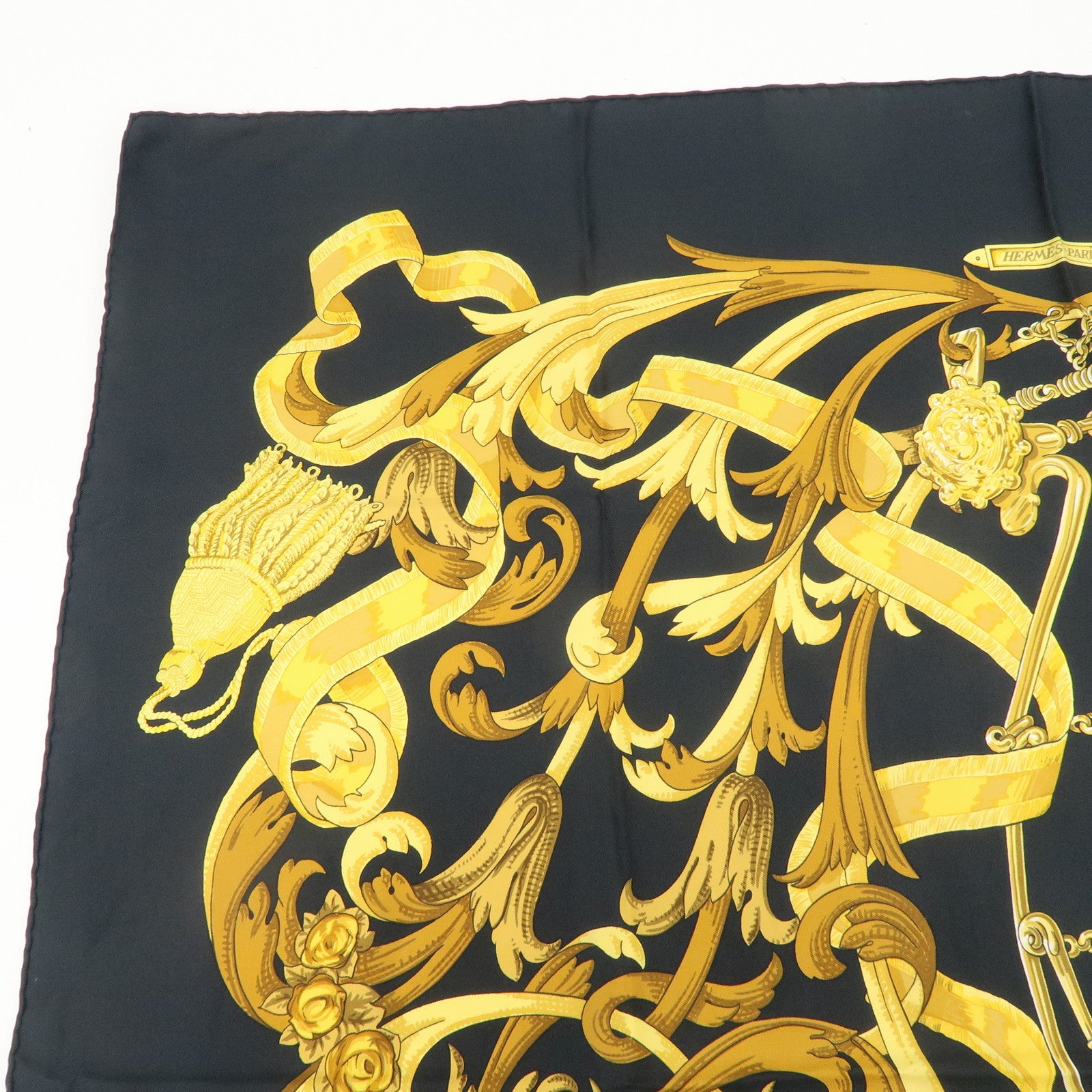HERMES Silk 100% Carre 90 Scarf LE MORS A LA CONETABLE Used