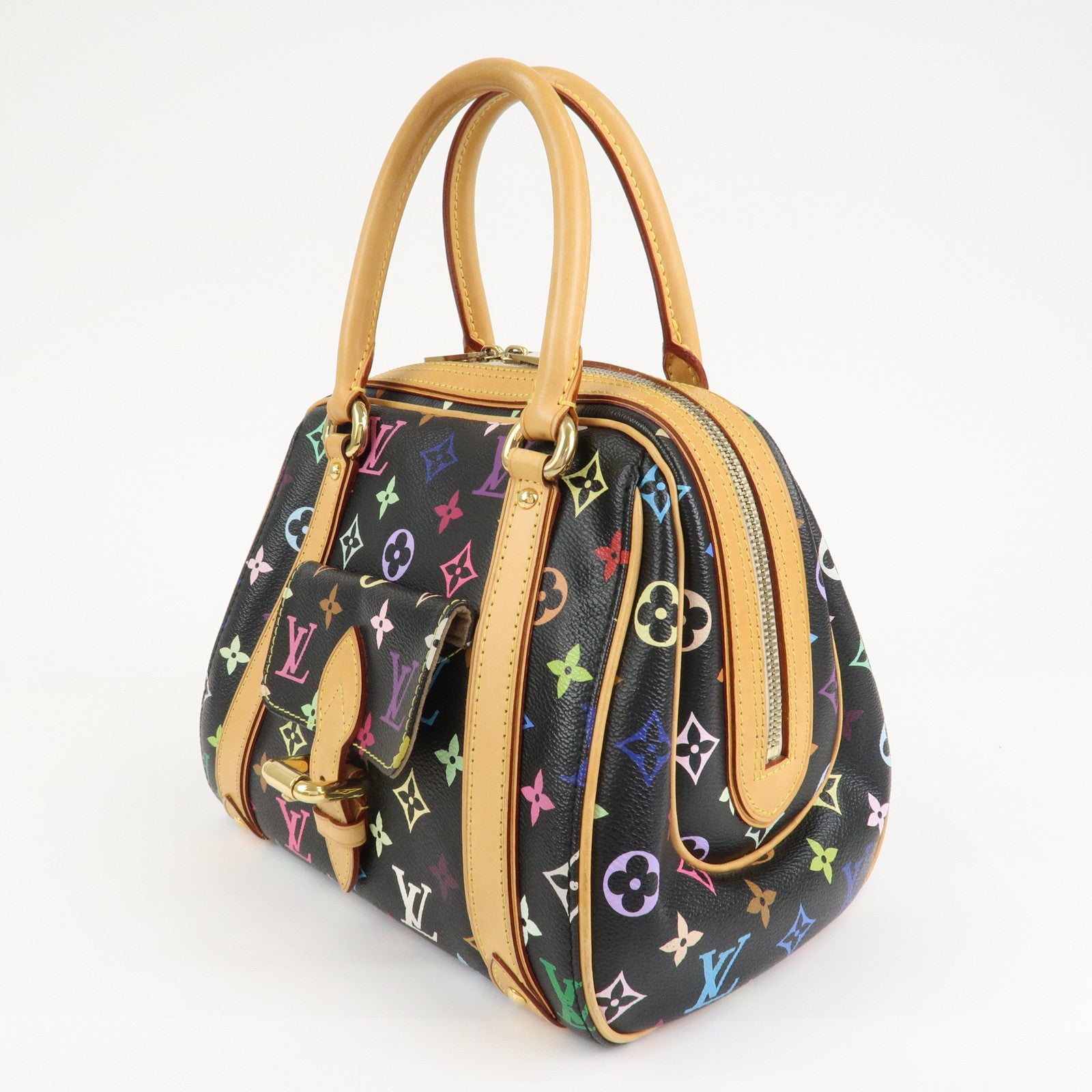 Louis Vuitton Monogram Multicolor Priscilla Hand Bag Noir M40097 Used