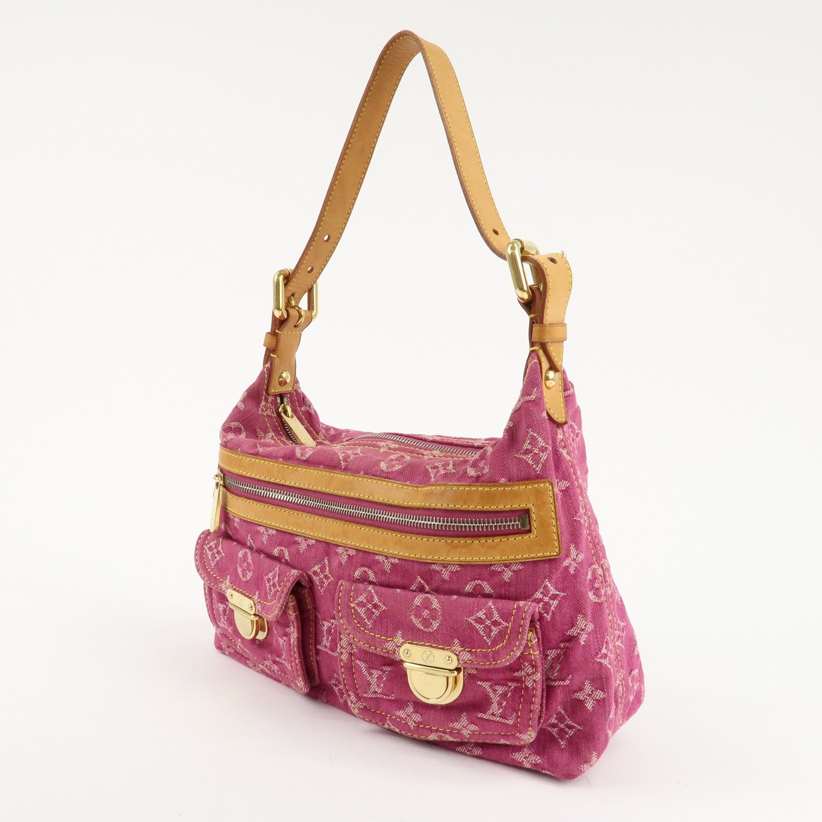 Louis Vuitton Monogram Denim Baggy PM Shoulder Bag Fuchsia M95212 Used