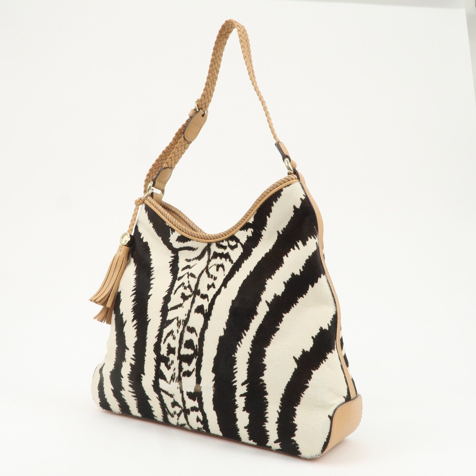 GUCCI Haraco Leather One Shoulder Bag Zebra 257026 Used