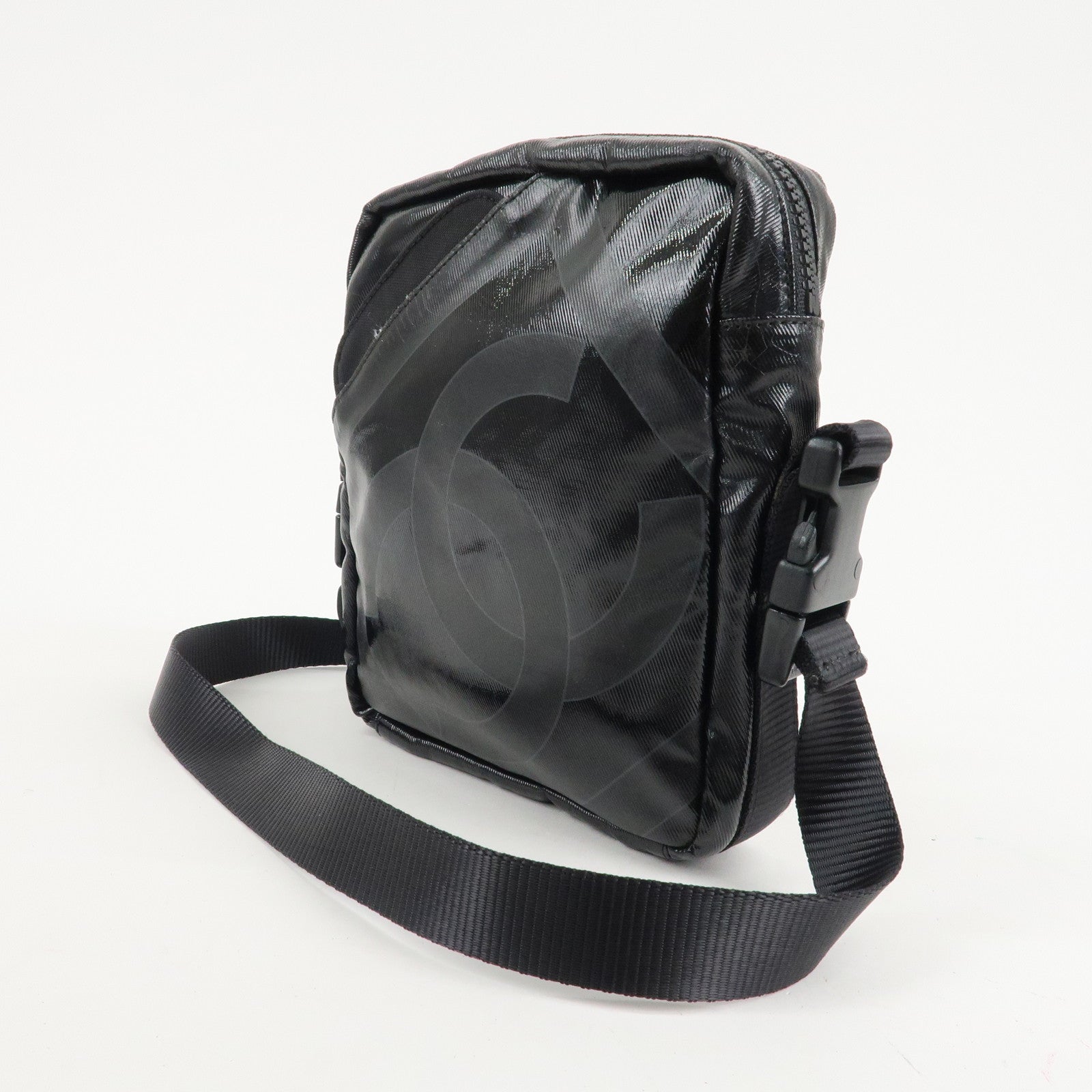 CHANEL Sports Enamel Coated Canvas COCO Mark Shoulder Bag A26568 Used