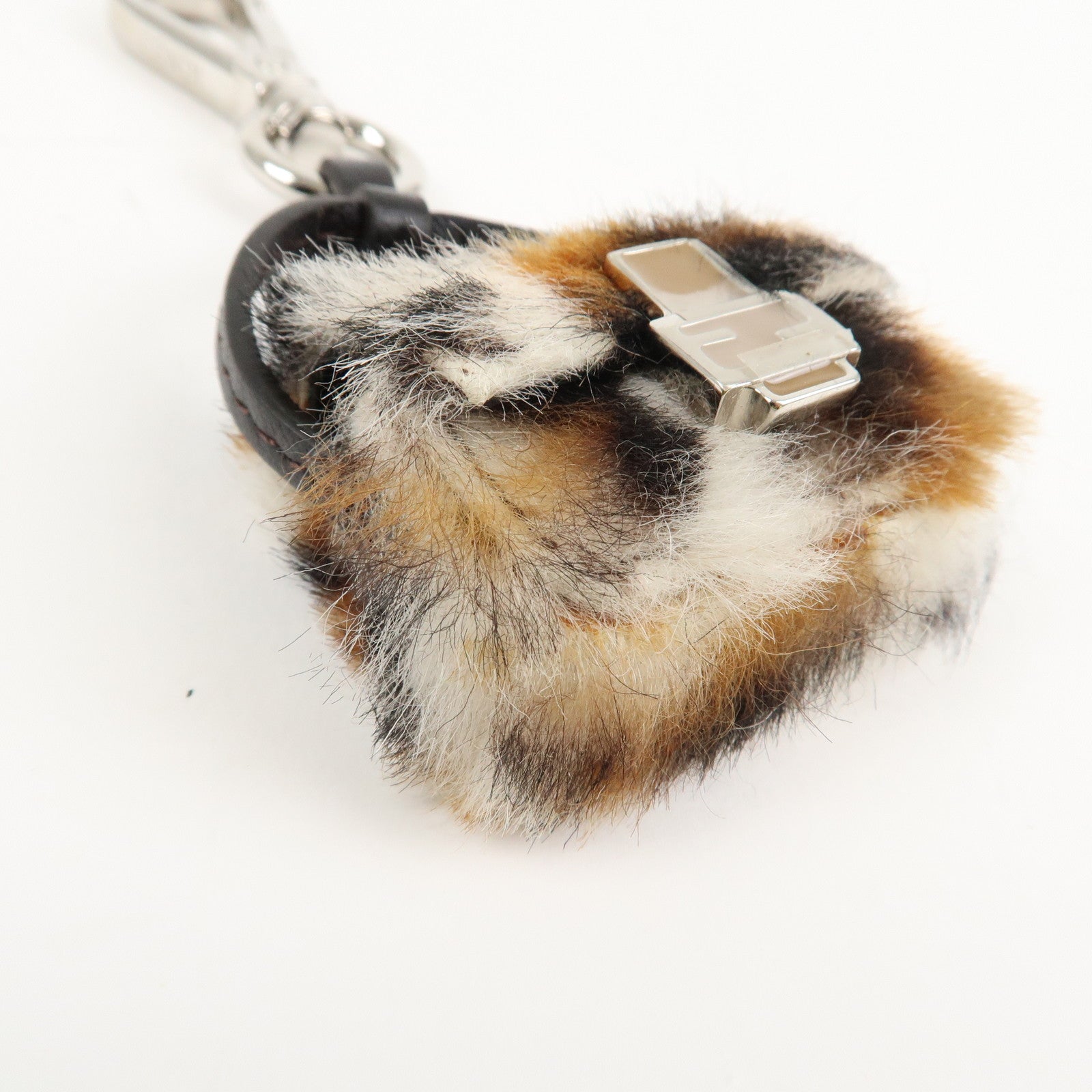 FENDI Pony Hair Leather Pico Baguette Charm Brown 7AS133 Used