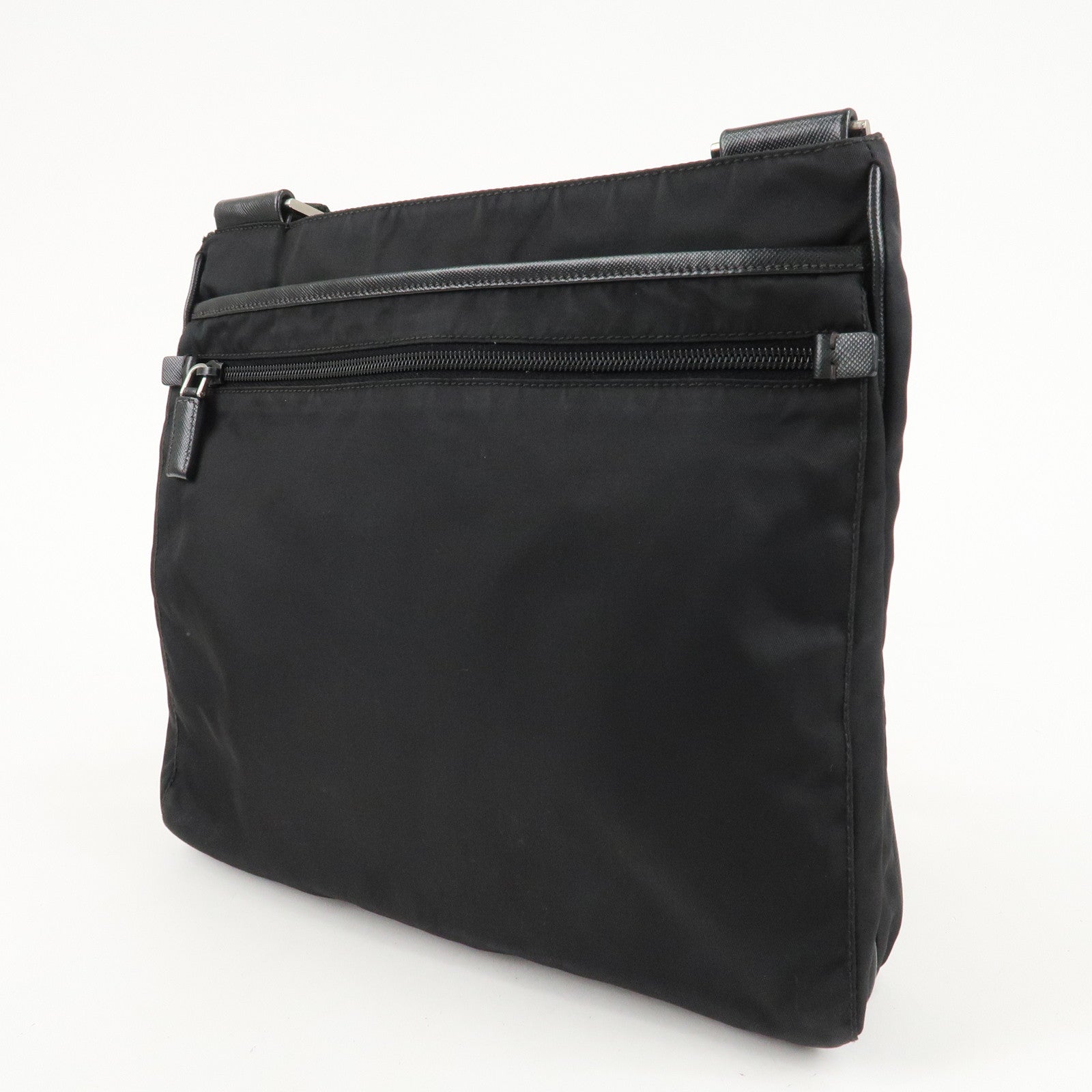 PRADA Logo Nylon Leather Shoulder Bag Crossbody Bag Black Used