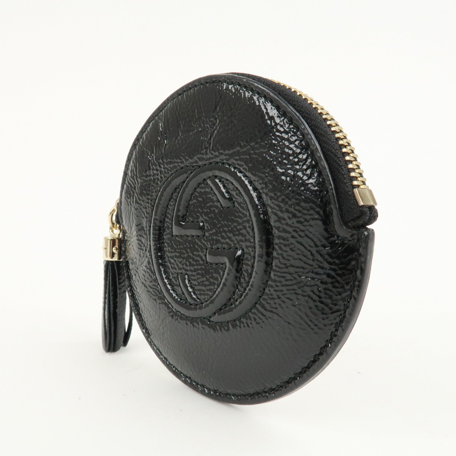 GUCCI SOHO Patent Leather Coin Purse Black 337946 Used