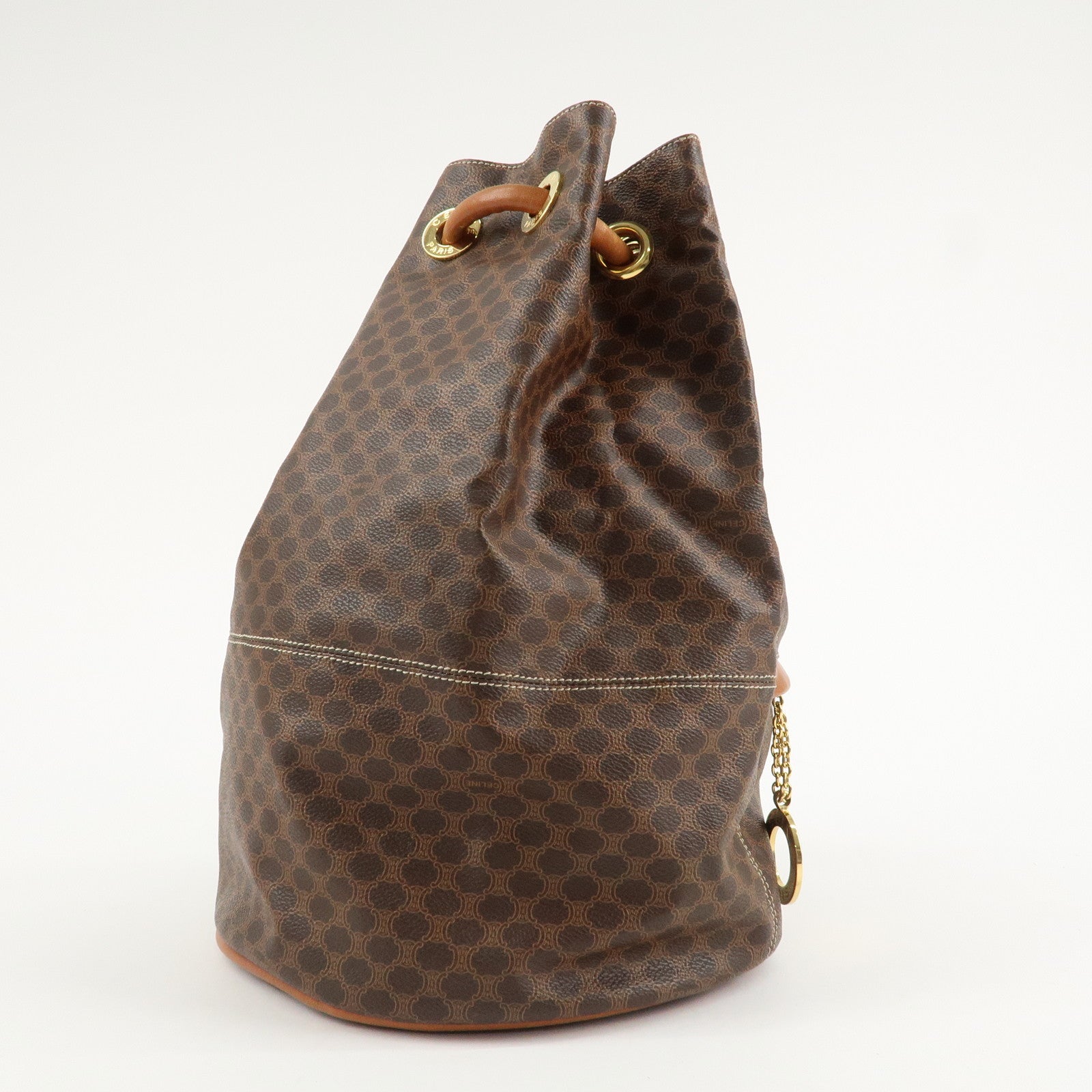 CELINE Macadam PVC Leather One Shoulder Bag Dark Brown Used