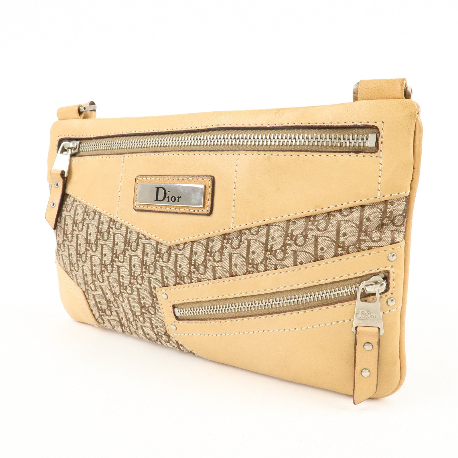 Christian Dior Street Chic Trotter Canvas Leather Shoulder Bag Used