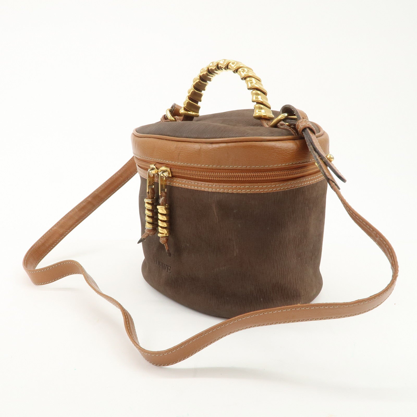 LOEWE Velazquez Suede Leather 2 Way Bag Brown Dark Brown Used