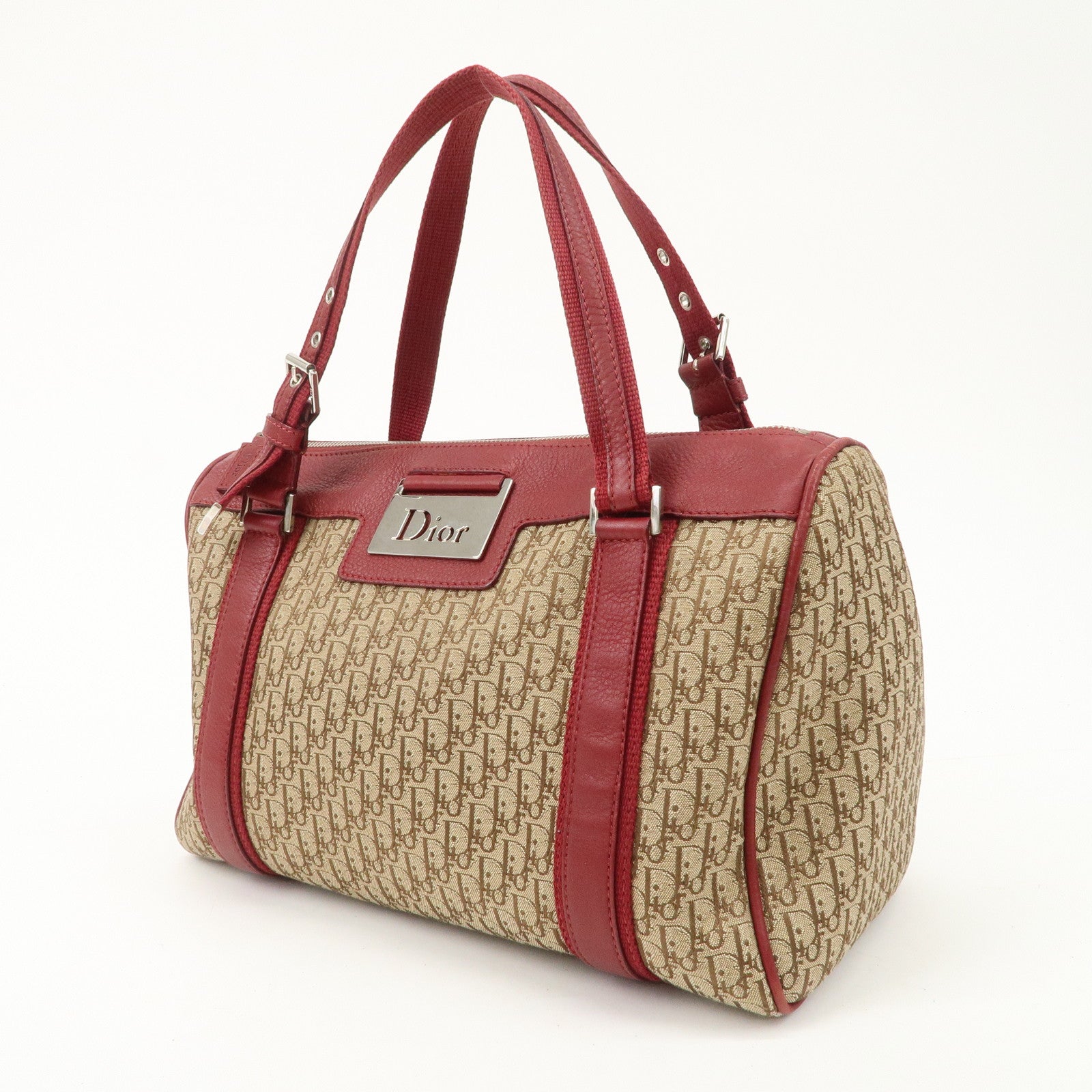 Christian Dior Street Chic Trotter Canvas Leather Boston Bag Used