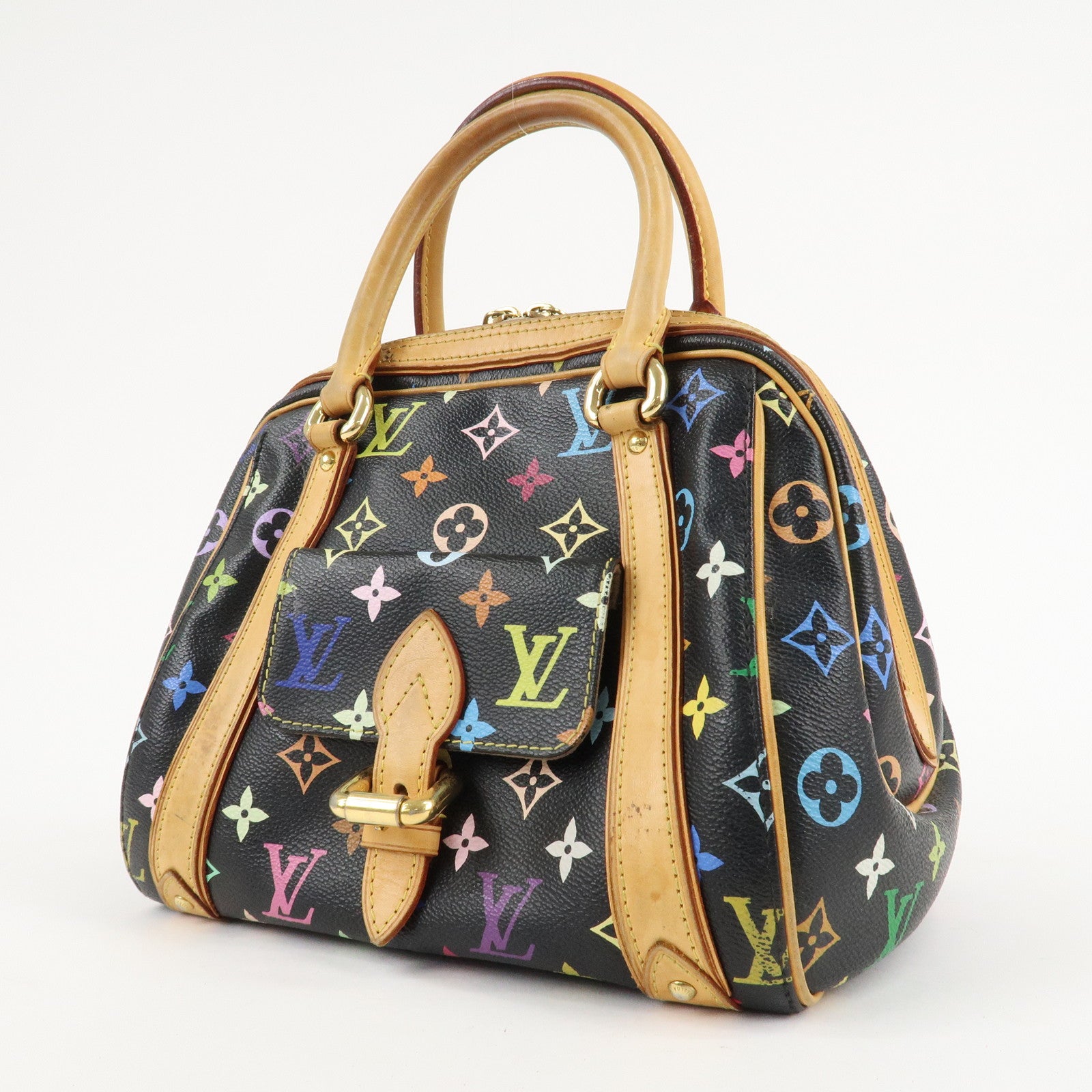 Louis Vuitton Monogram Multicolor Priscilla Hand Bag Noir M40097 Used