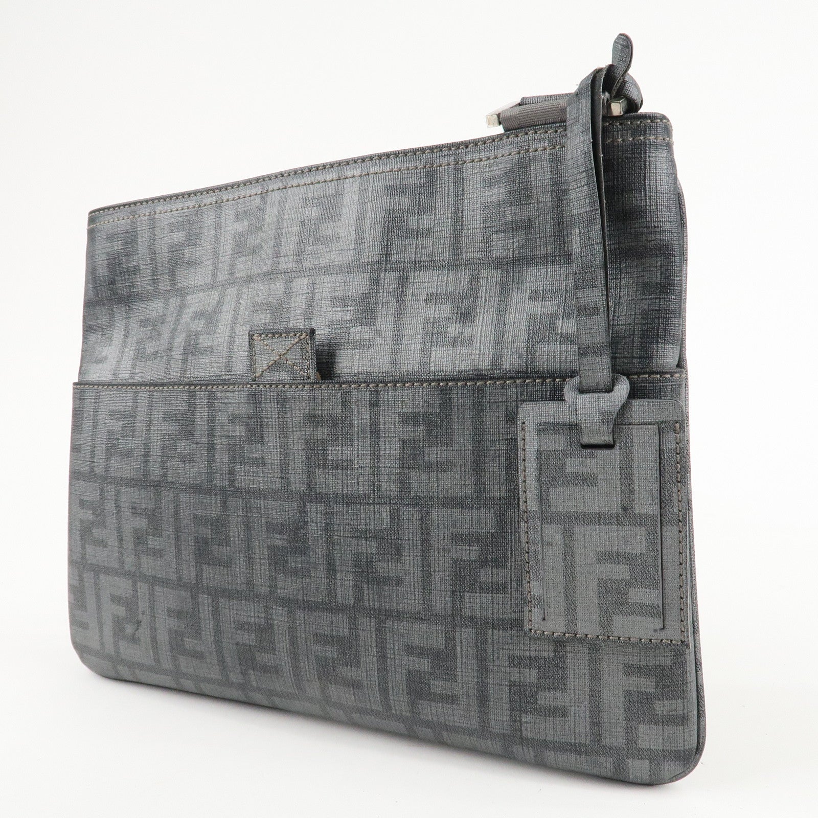 FENDI Zucca PVC Crossbody Bag Shoulder Bag Gray 7VA247 Used