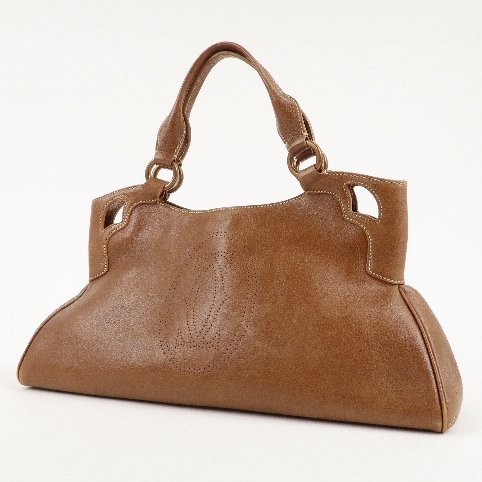 Cartier Marcello Du Cartier Leather Tote Bag Hand Bag Brown Used
