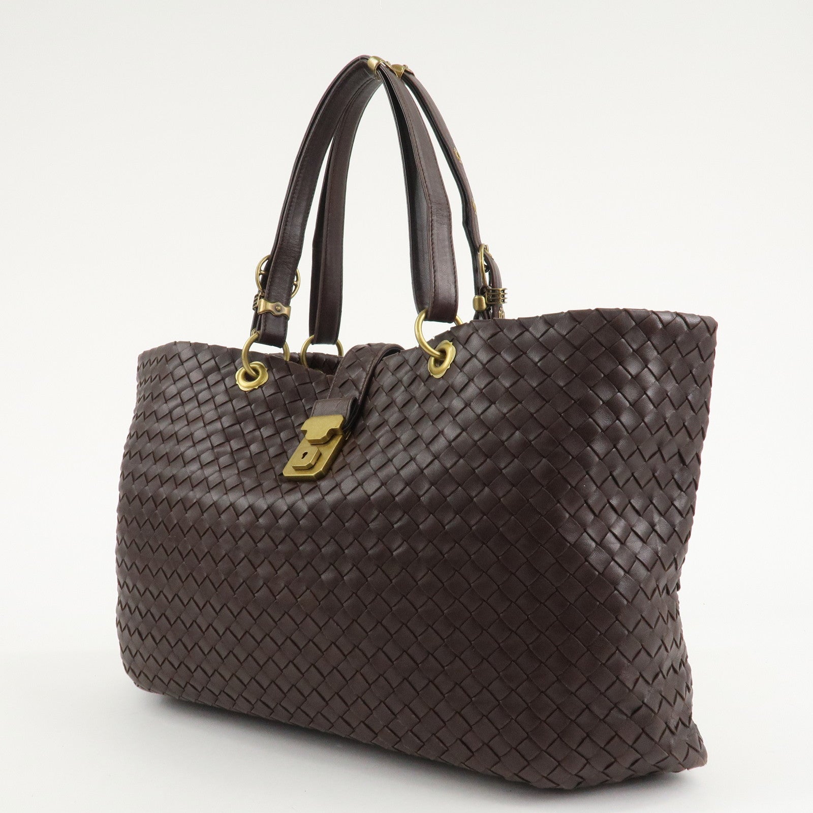 BOTTEGA VENETA Intrecciato Leather Tote Bag Dark Brown 162197 Used