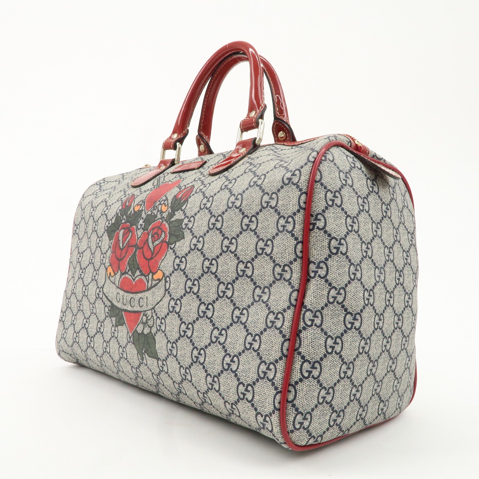 GUCCI JOY Line GG Supreme Patent Leather Boston Bag 189895 Used