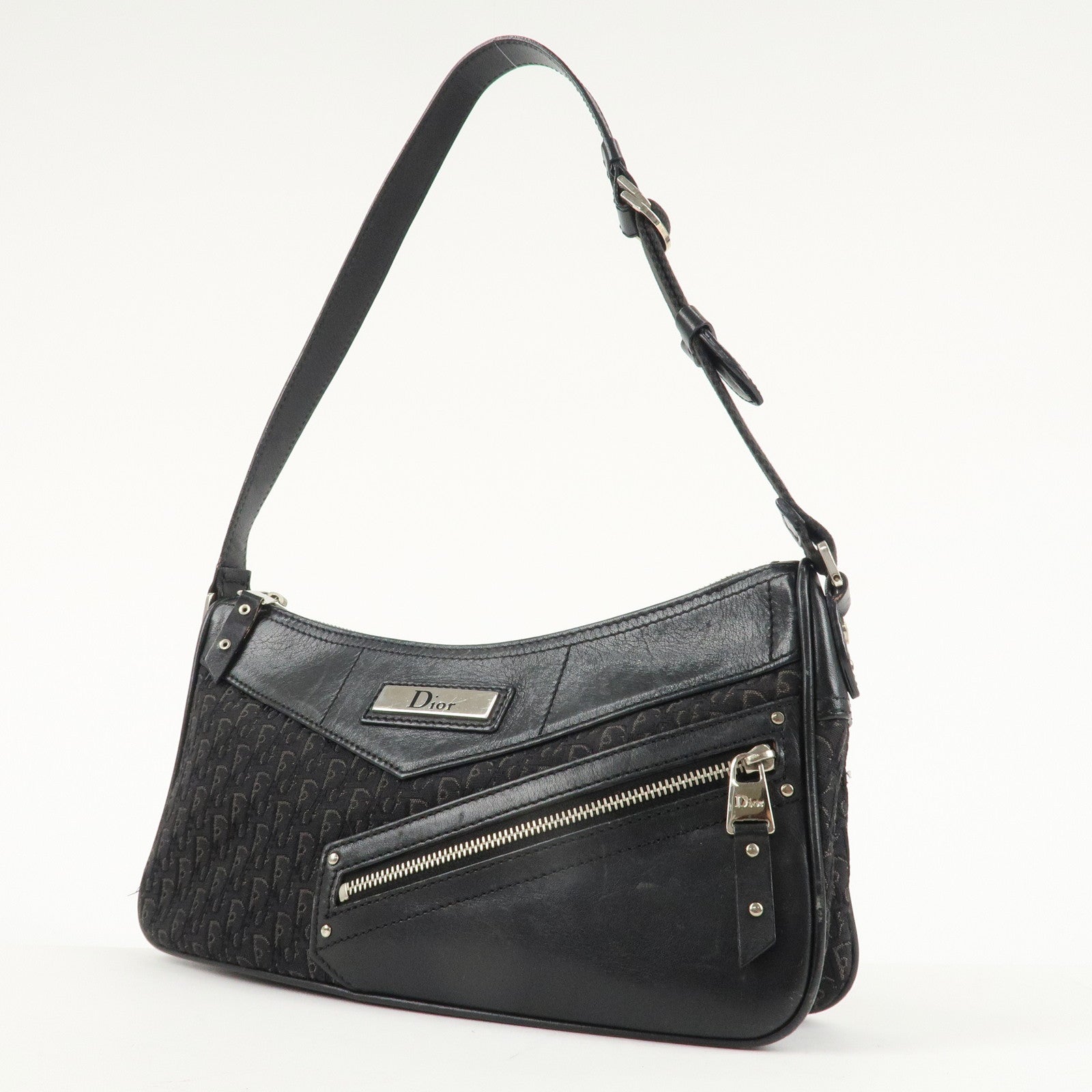 Christian Dior Trotter Street Chic Canvas Leather Shoulder Bag Used