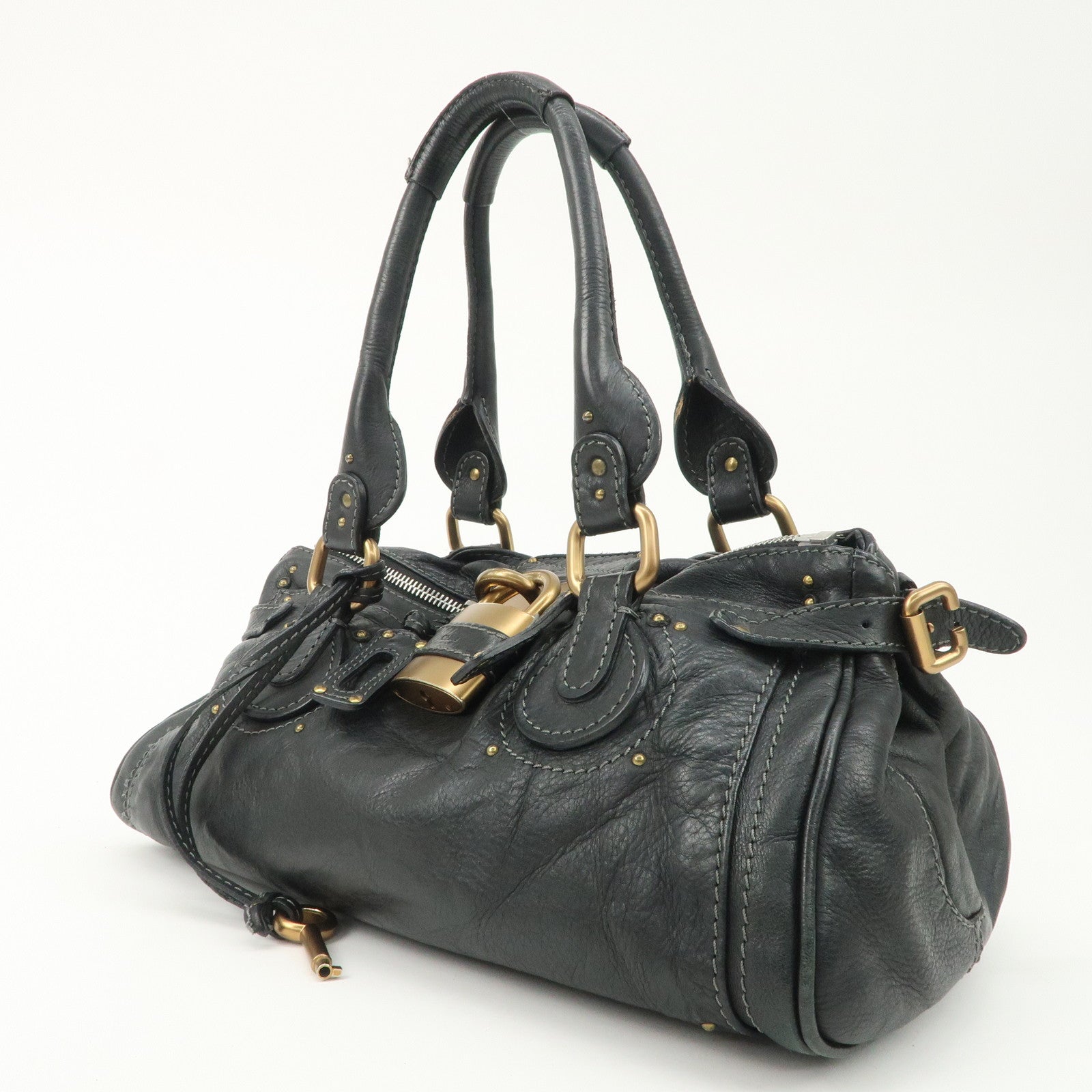 Chloe Paddington Leather Shoulder Bag Hand Bag Black Used