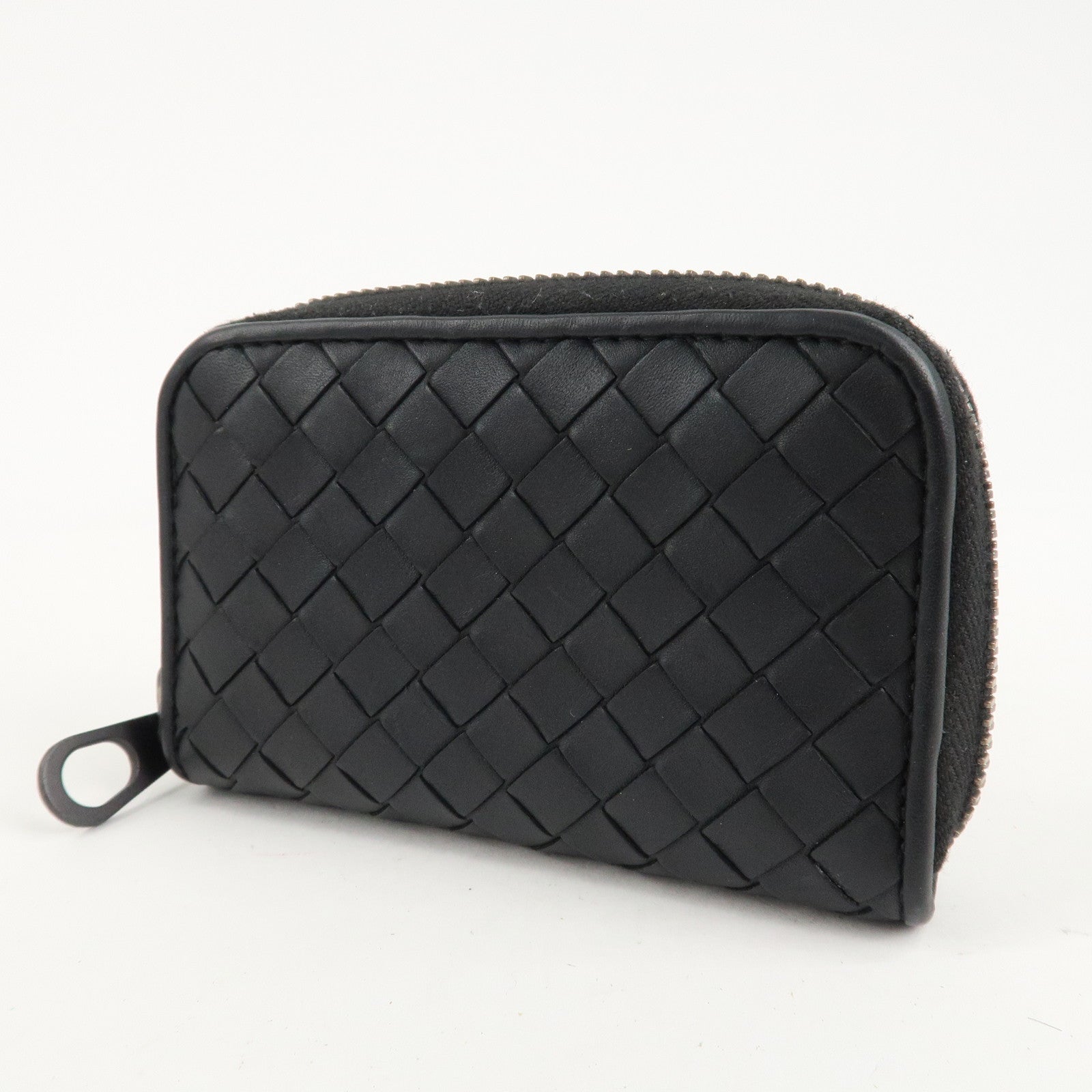 BOTTEGA VENETA Intrecciato Leather Round Zipper Coin Purse 473010 Used