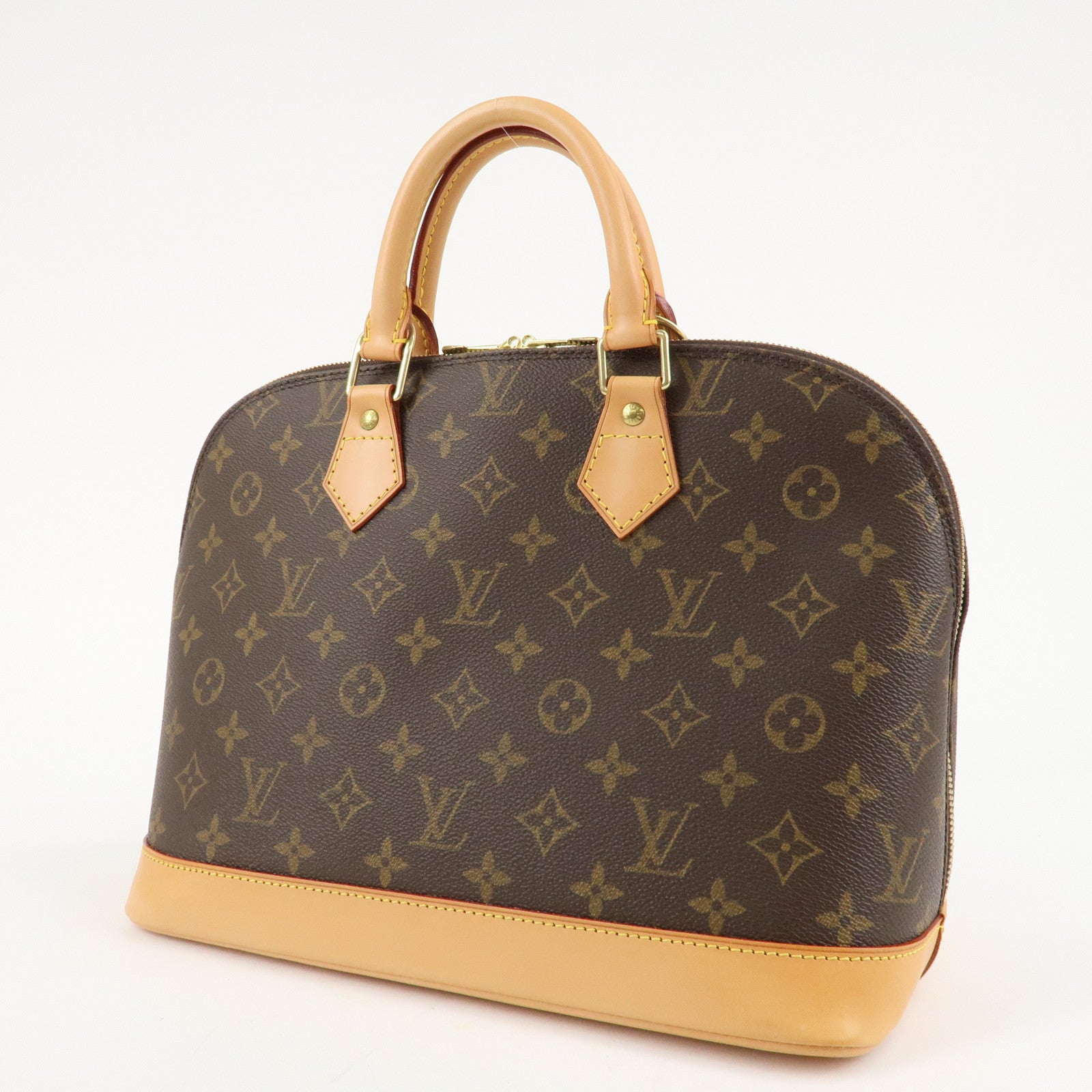 Louis Vuitton Monogram Alma Hand Bag Brown Gold Hardware M51130 Used