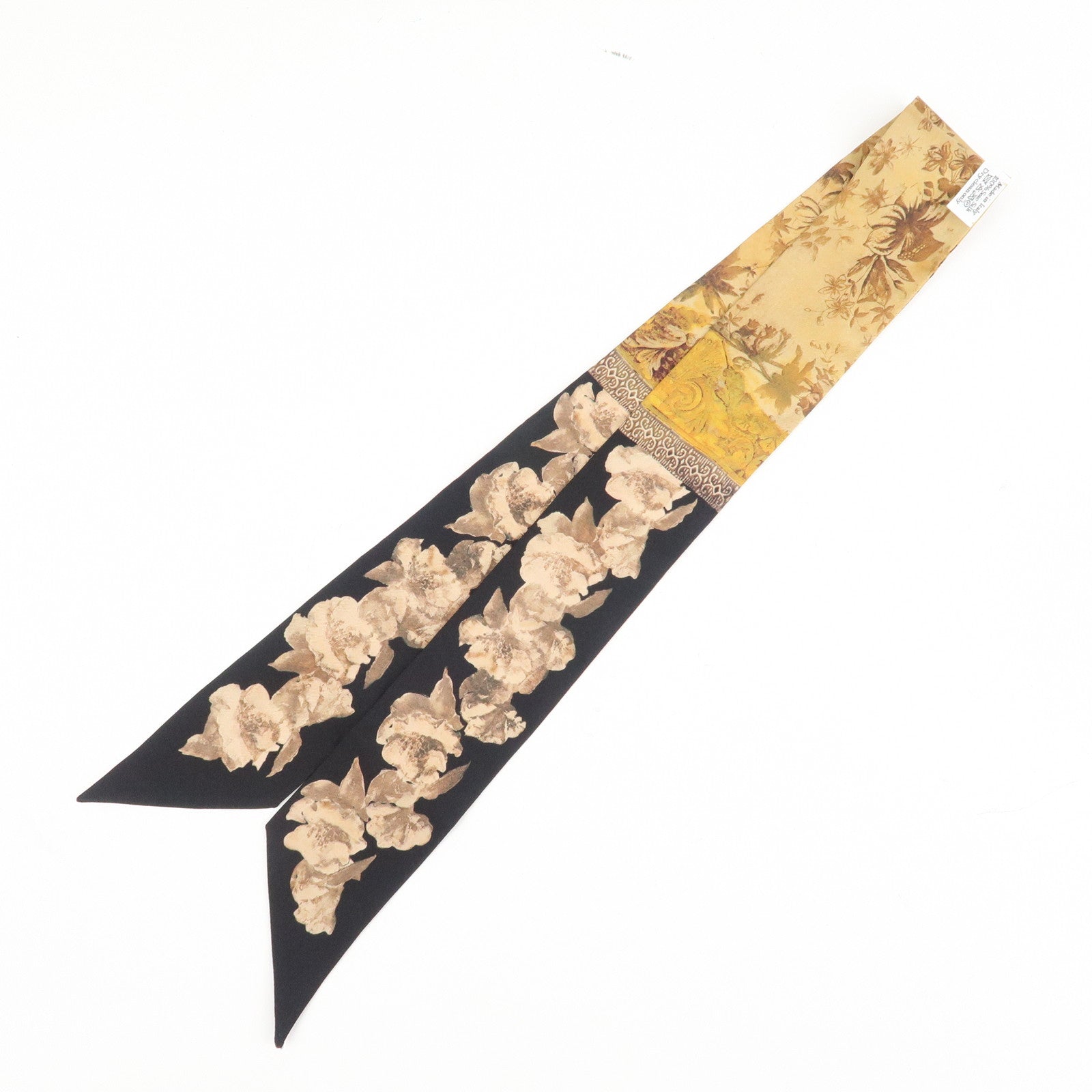Christian Dior Silk 100% Mitza Scarf Flower Print Brown Used