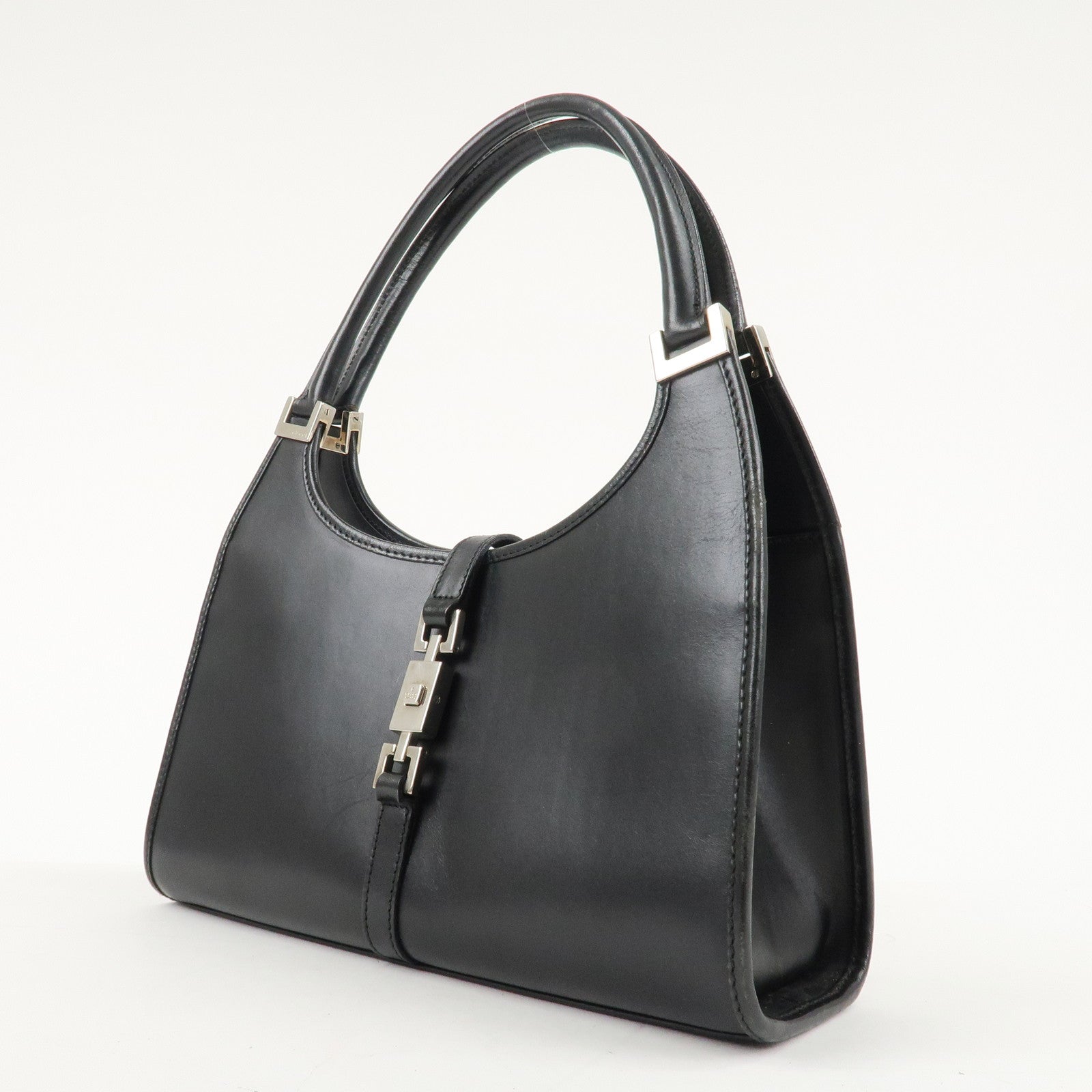 GUCCI Jackie Leather Shoulder Bag Black 002.1068 Used