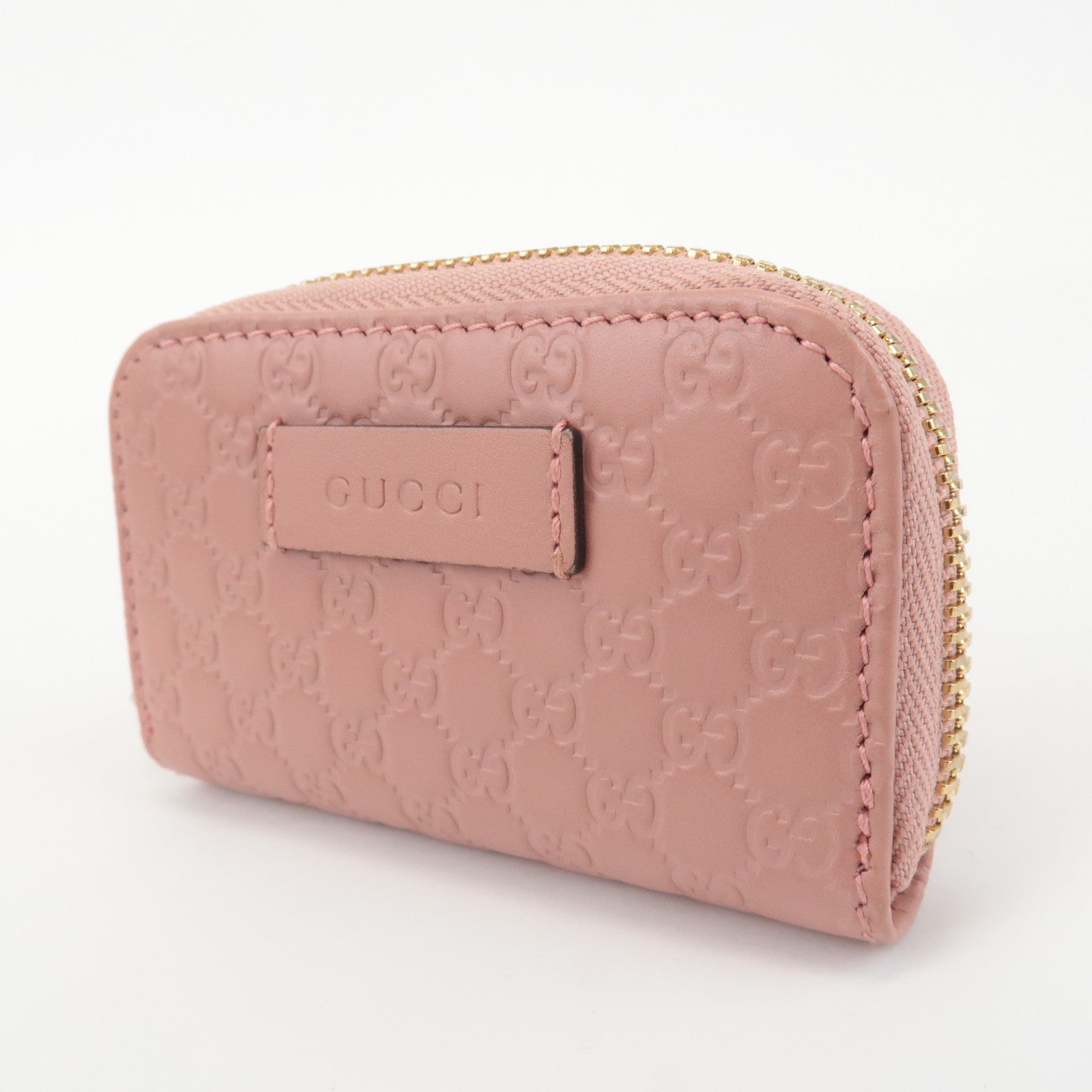 GUCCI Micro Guccissima Leather Mini Coin Case Pink 449896 Used