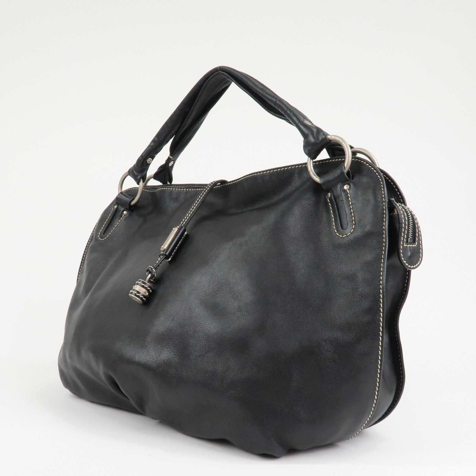 CELINE Leather Bitter Sweet Macadam Engraved Shoulder Bag Used
