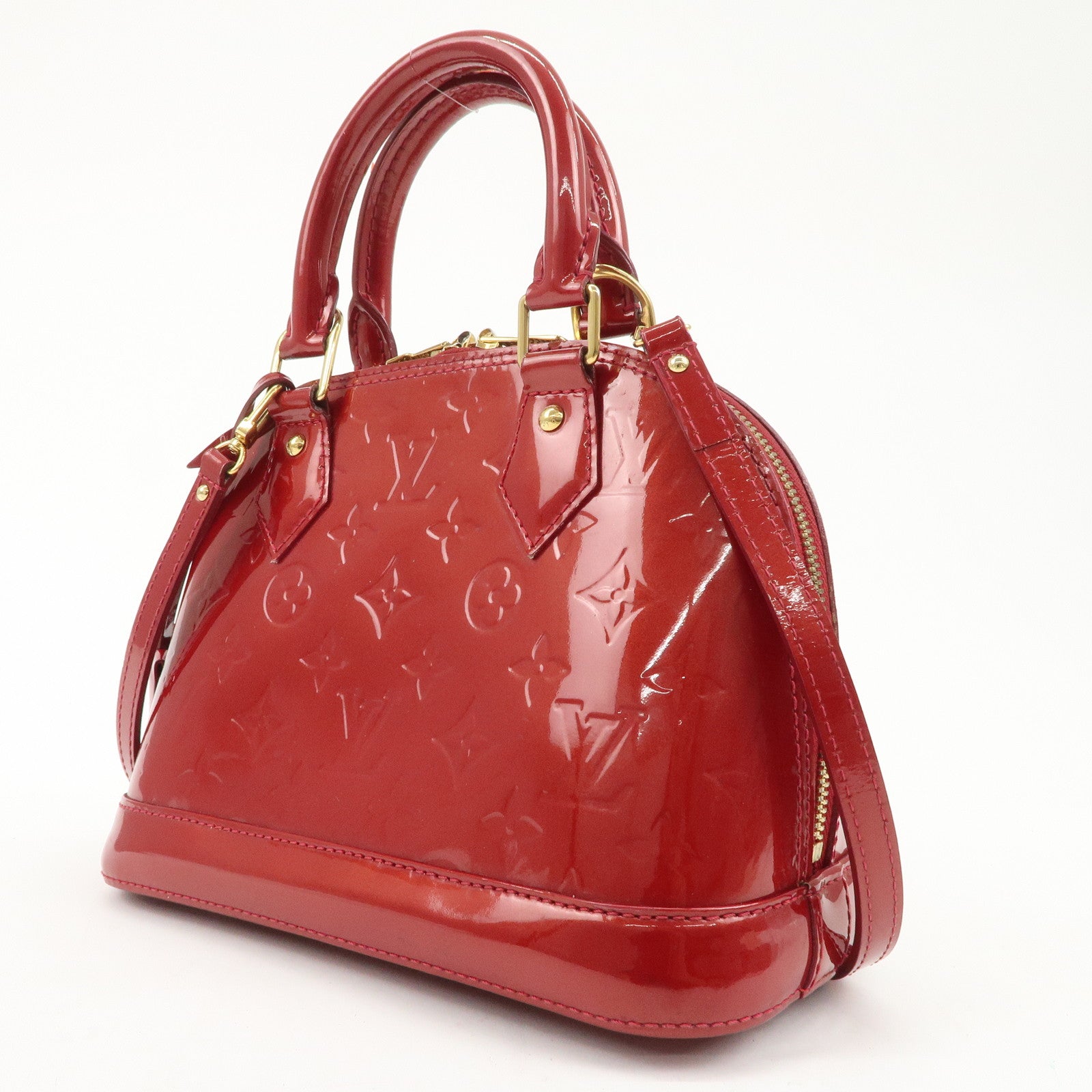 Louis Vuitton Monogram Vernis Alma BB 2Way Bag Red M91606 Used
