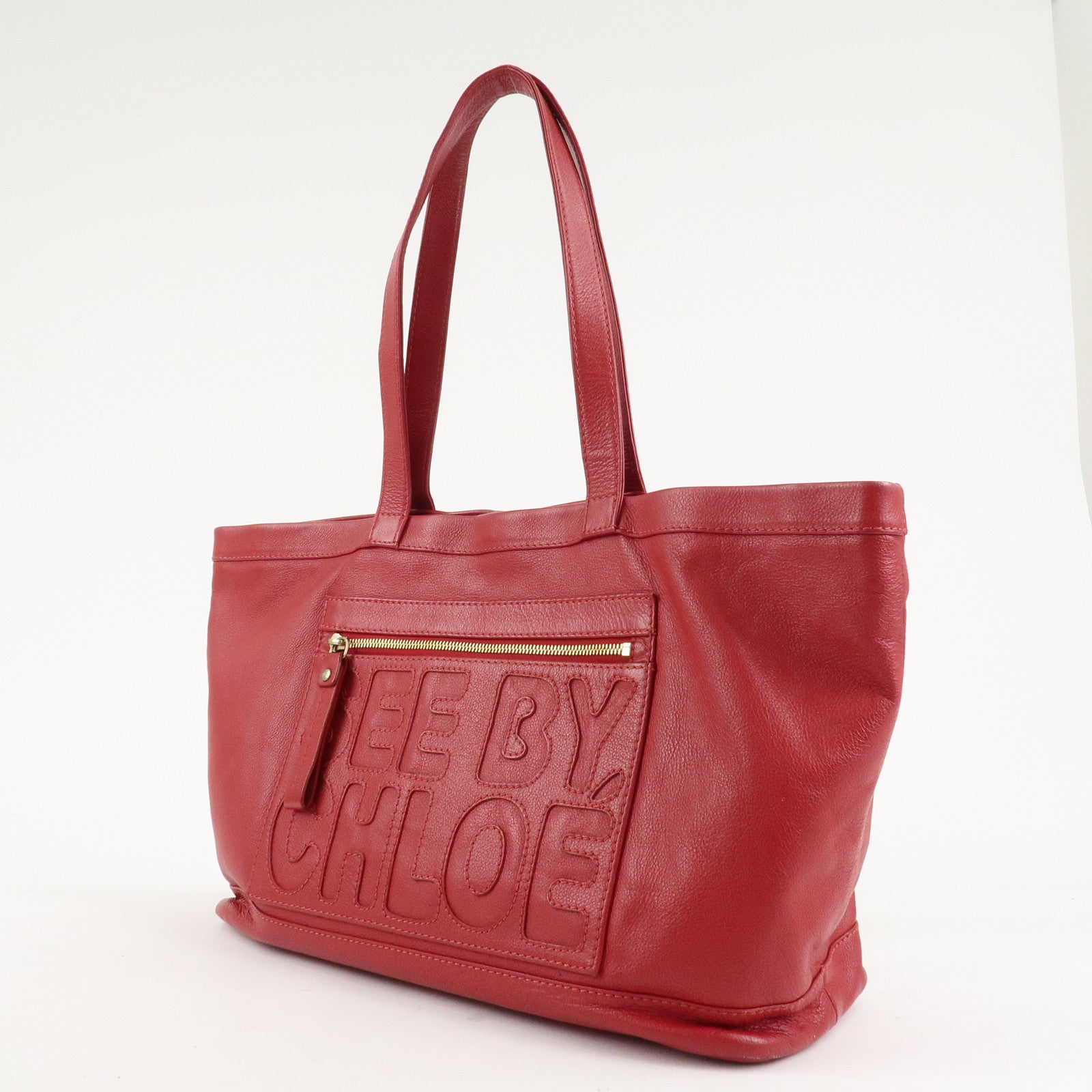 Chloe See By Chloe Leather Tote Bag Shoulder Bag Red Used
