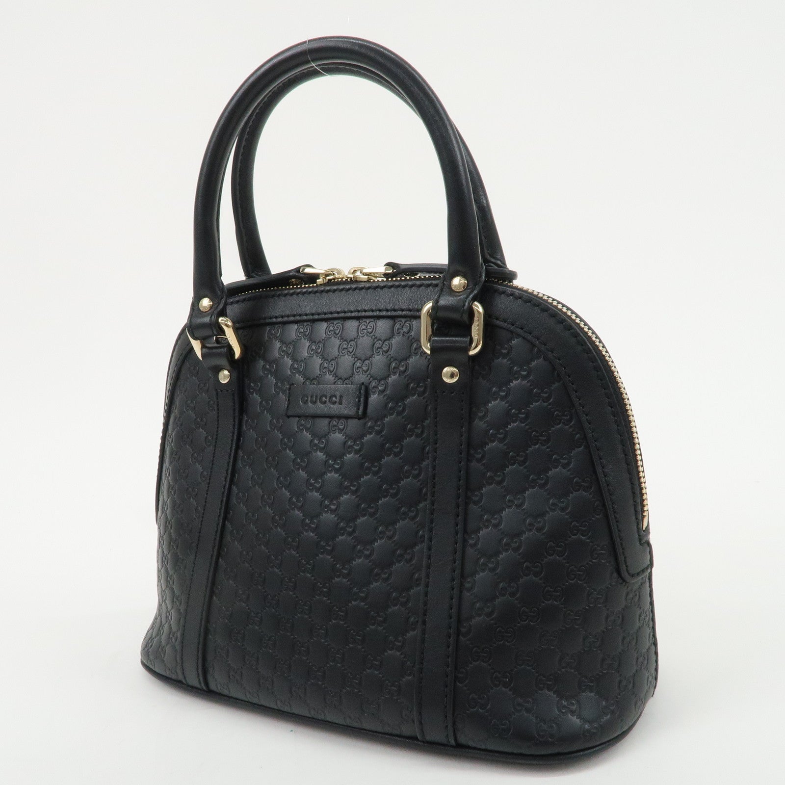 GUCCI Micro Guccissima Leather 2Way Shoulder Hand Bag Black 449654 Used