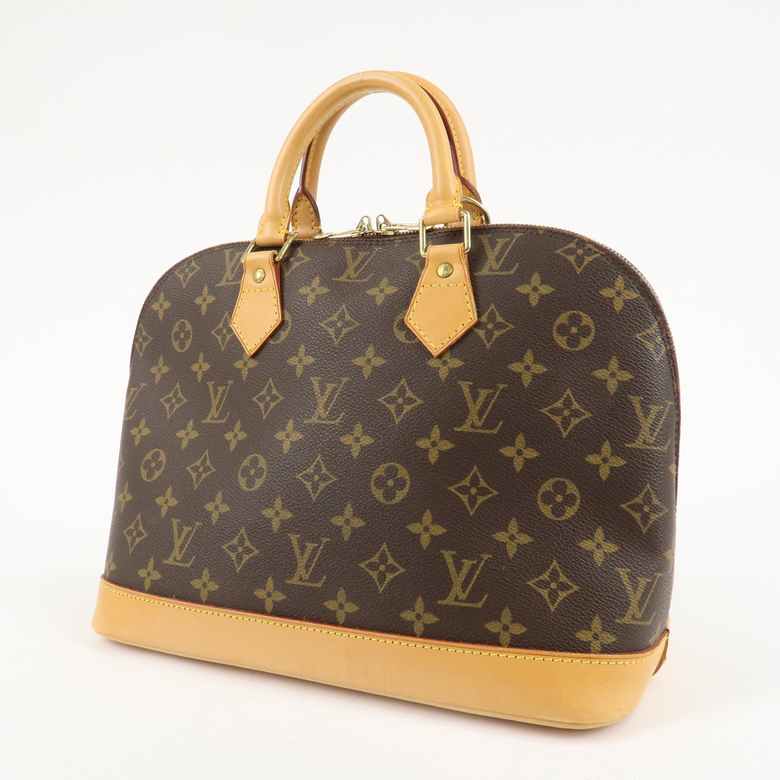 Louis Vuitton Monogram Alma Hand Bag Brown Gold Hardware M51130 Used