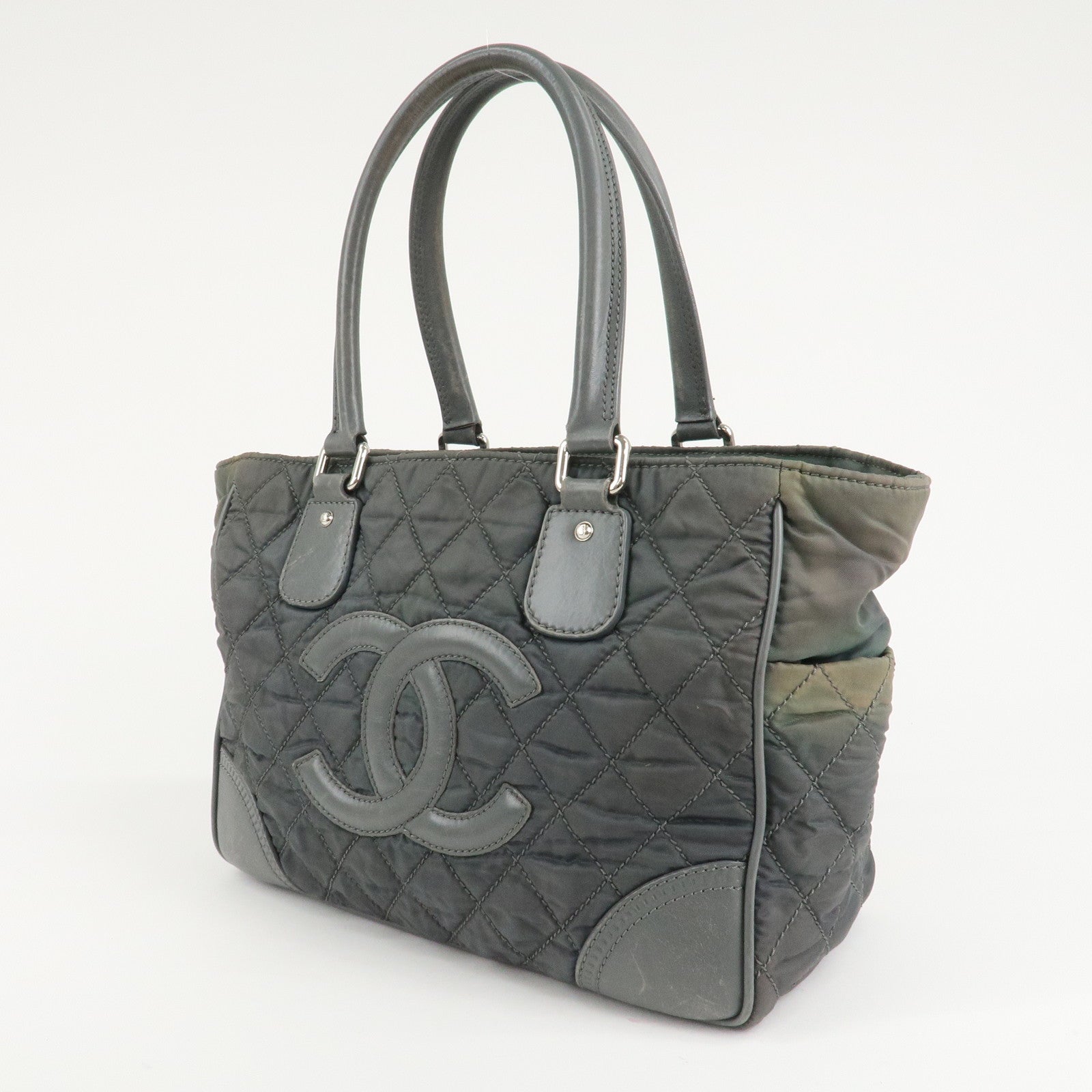 CHANEL Paris New York Line Wild Stitch Nylon Leather Tote Bag Used