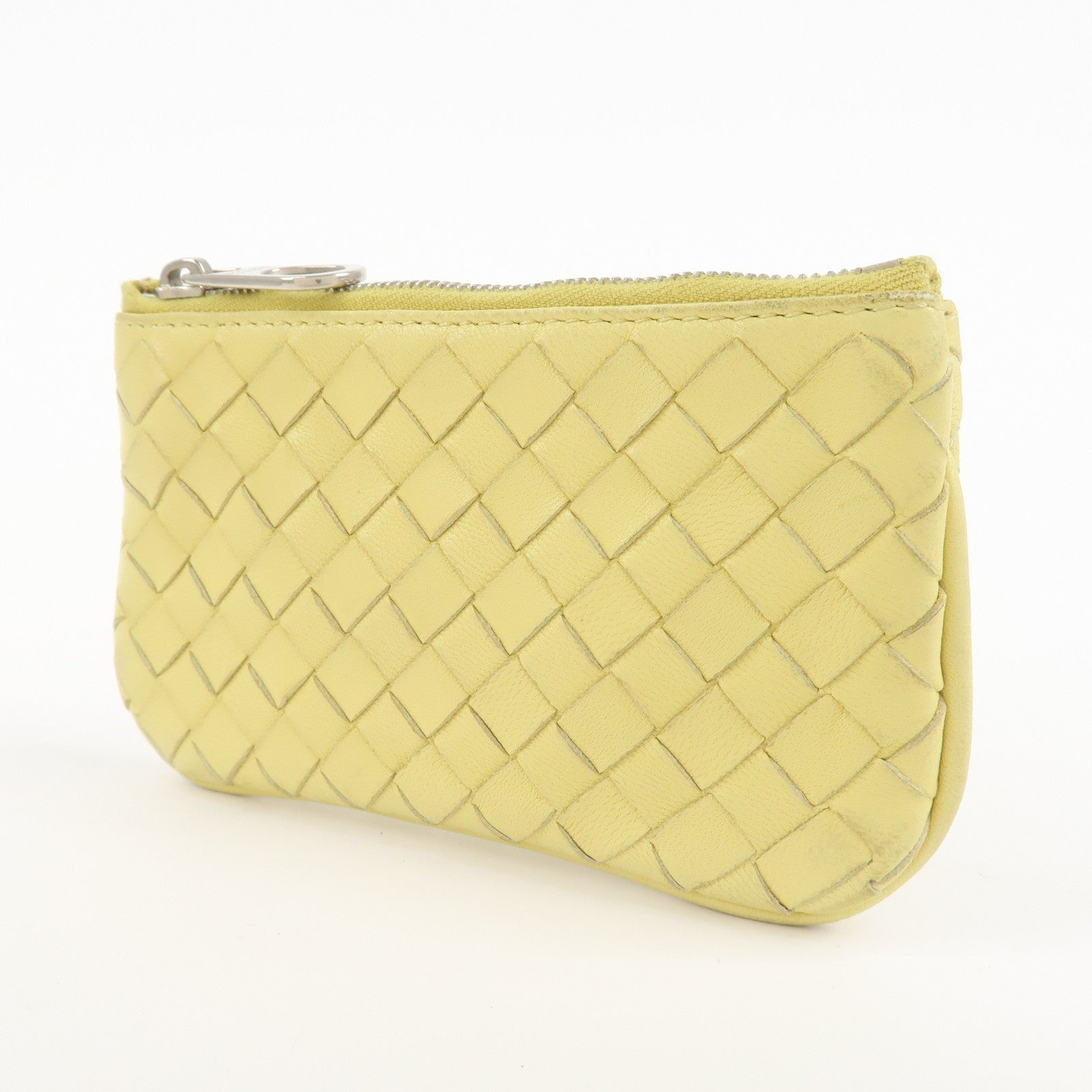 BOTTEGA VENETA Intrecciato Leather Coin Case Yellow 131232 Used