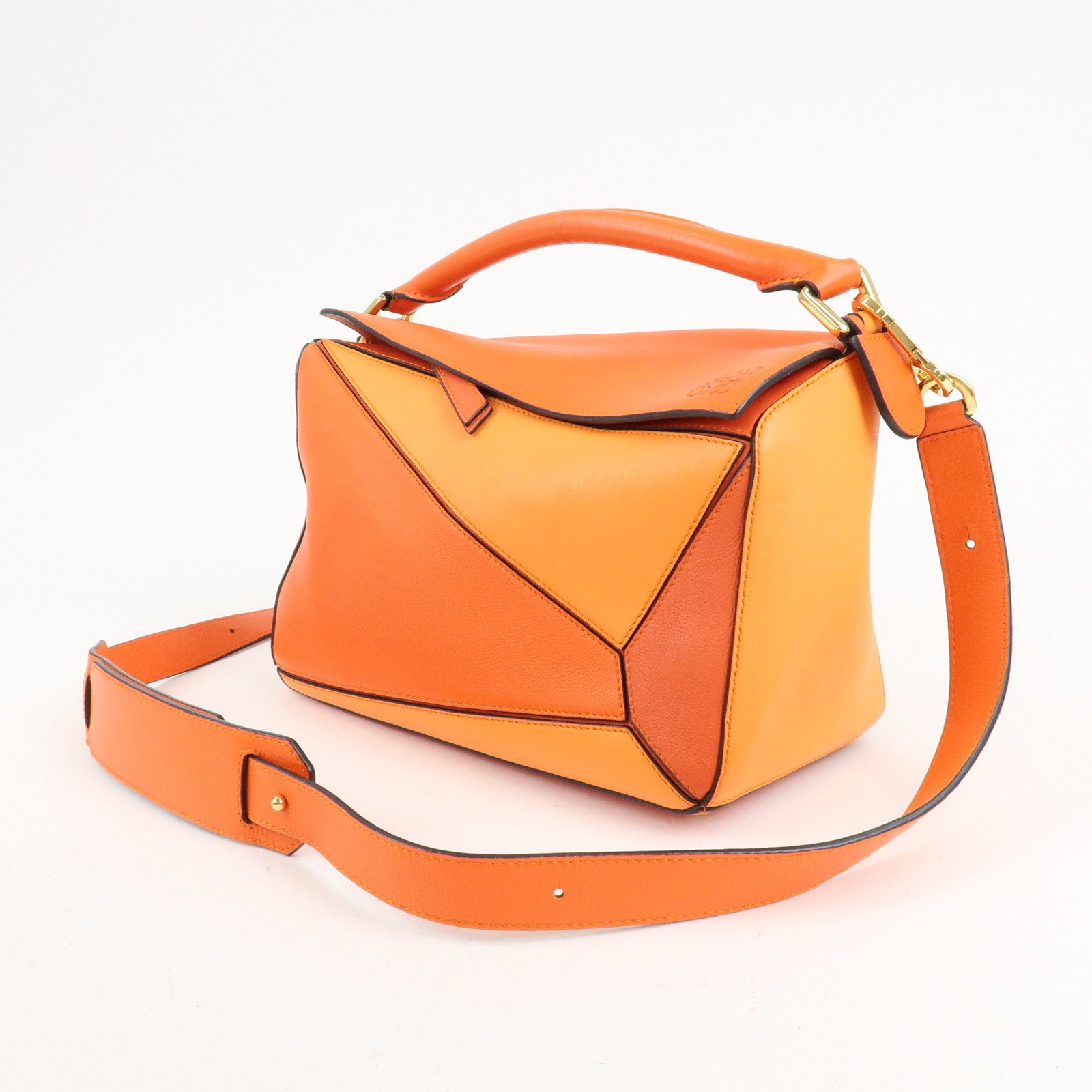 LOEWE Leather Puzzle Bag Medium 2Way Bag Shoulder Bag Orange Used