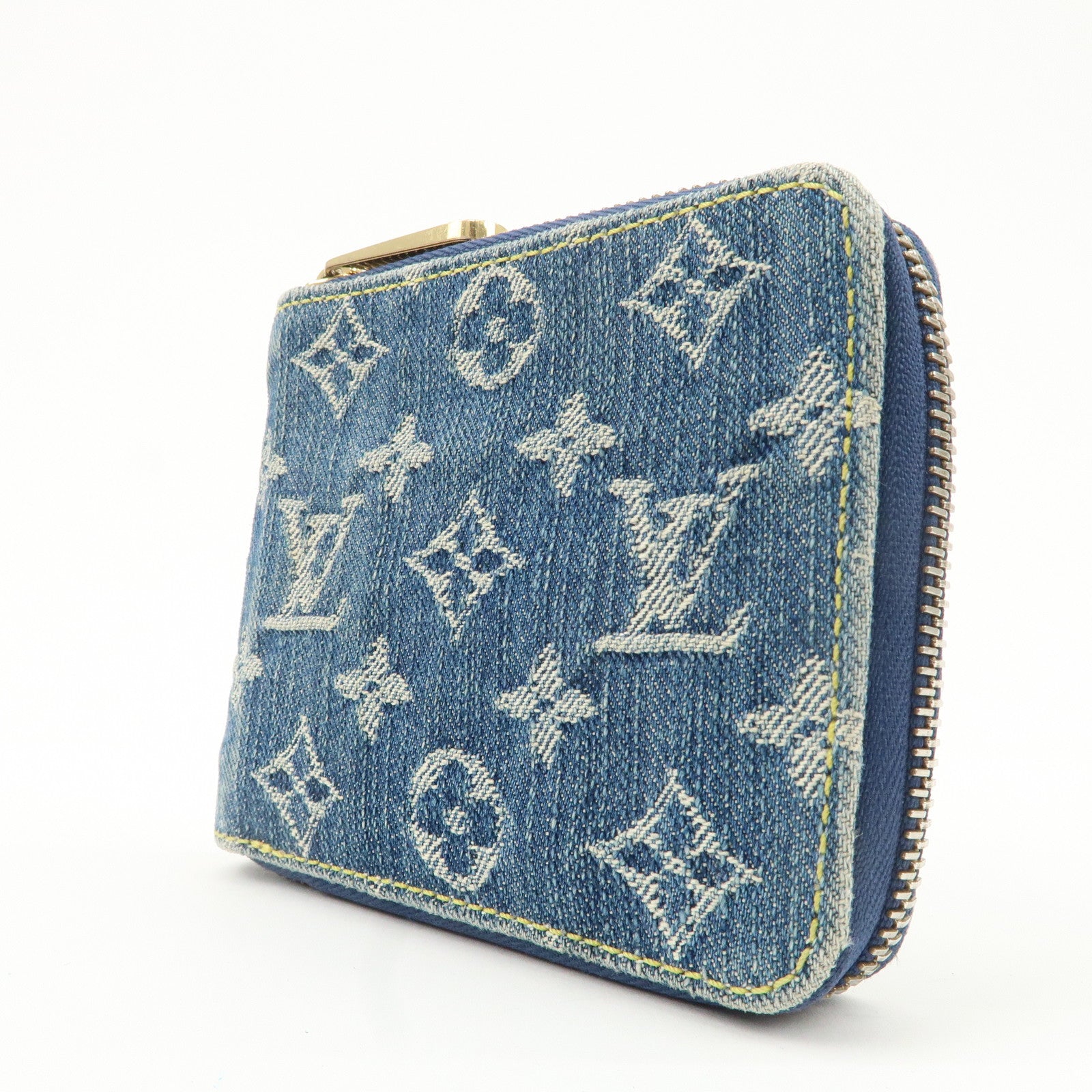 Louis Vuitton Monogram Denim Mini Zippy Wallet M95342 Blue Used