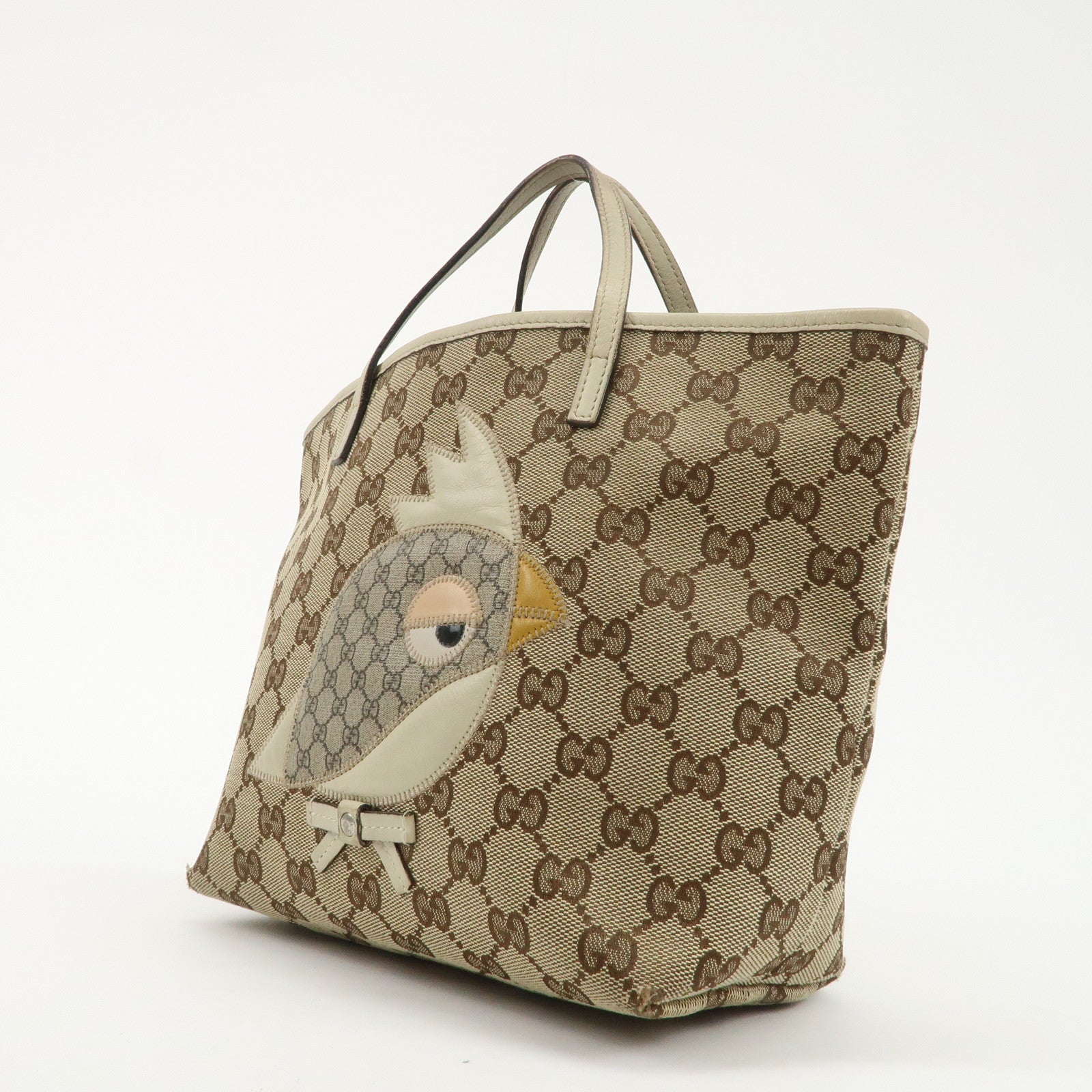 GUCCI Children's ZOO GG Canvas Leather Papagallo Tote Bag 271101 Used