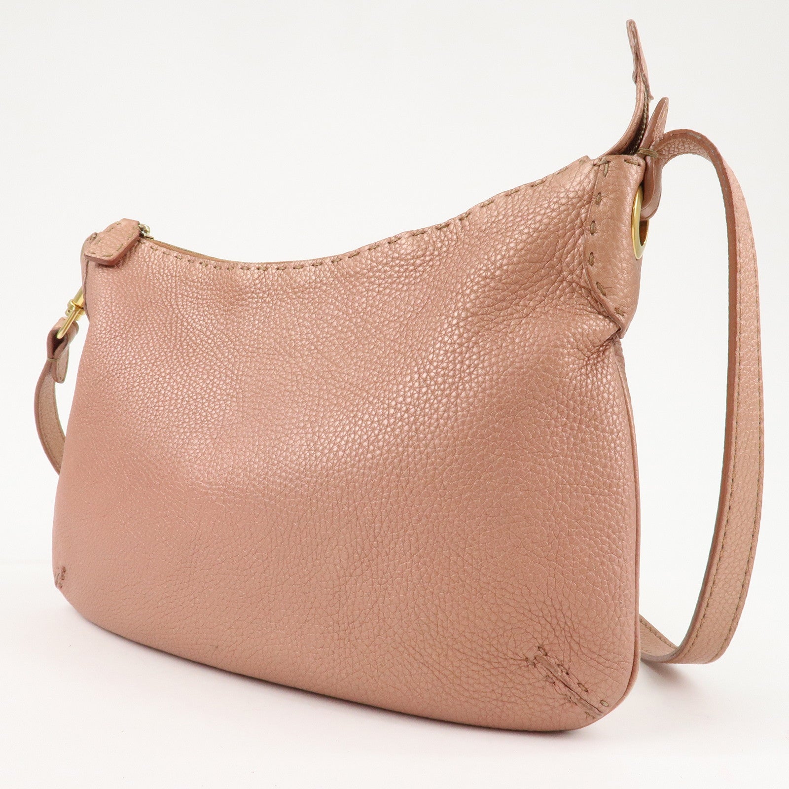 FENDI Zucca Canvas Leather Shoulder Bag Brown Black 8BT146 Used