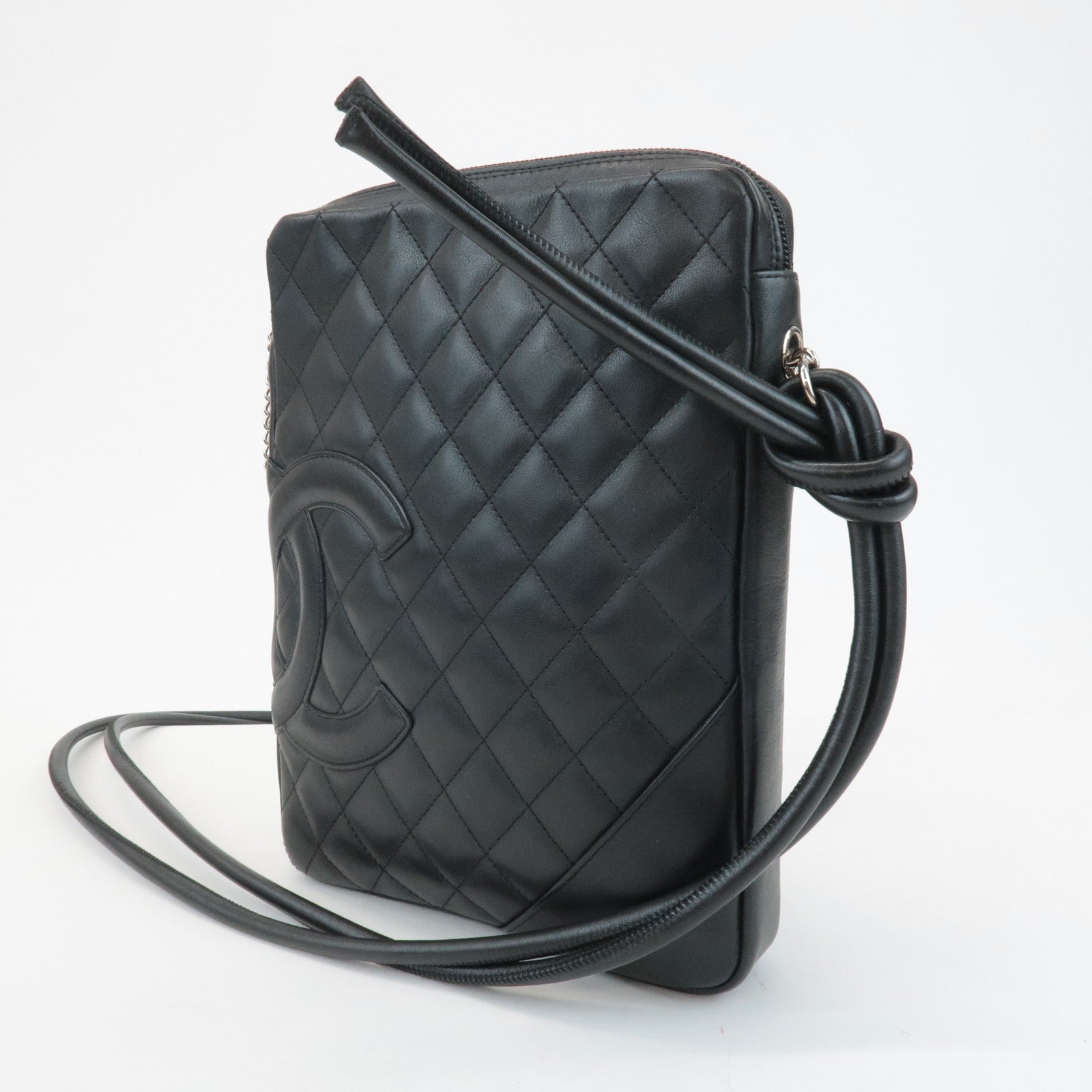 CHANEL Cambon Lamb Skin Medium Pochette Shoulder Bag A25178 Used